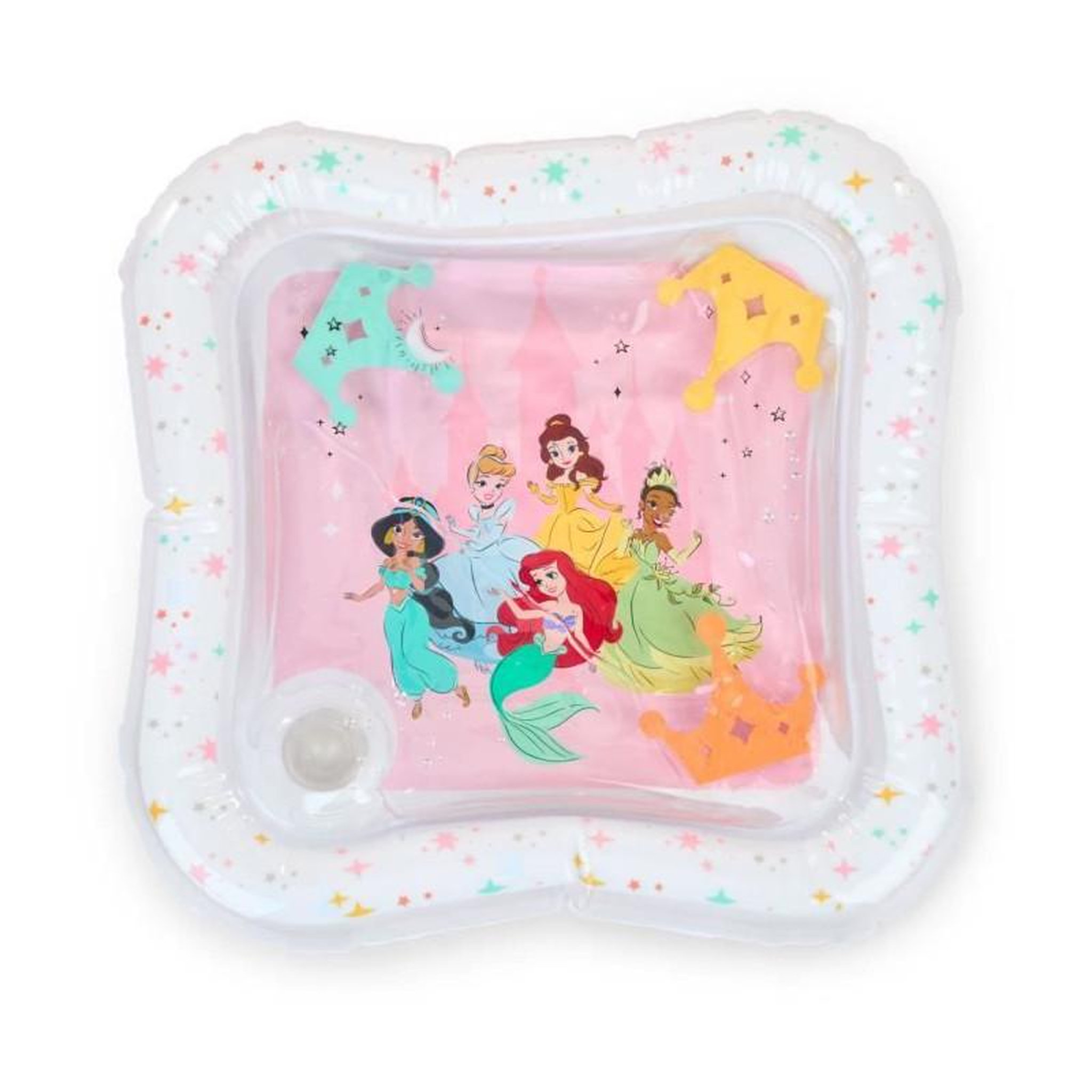 Bright Starts Tapis d'eau bébé - DISNEY BABY - PRINCESSES - Jeu sensoriel et d'éveil - Gonflable - Des la naissance - Facile a nettoyer