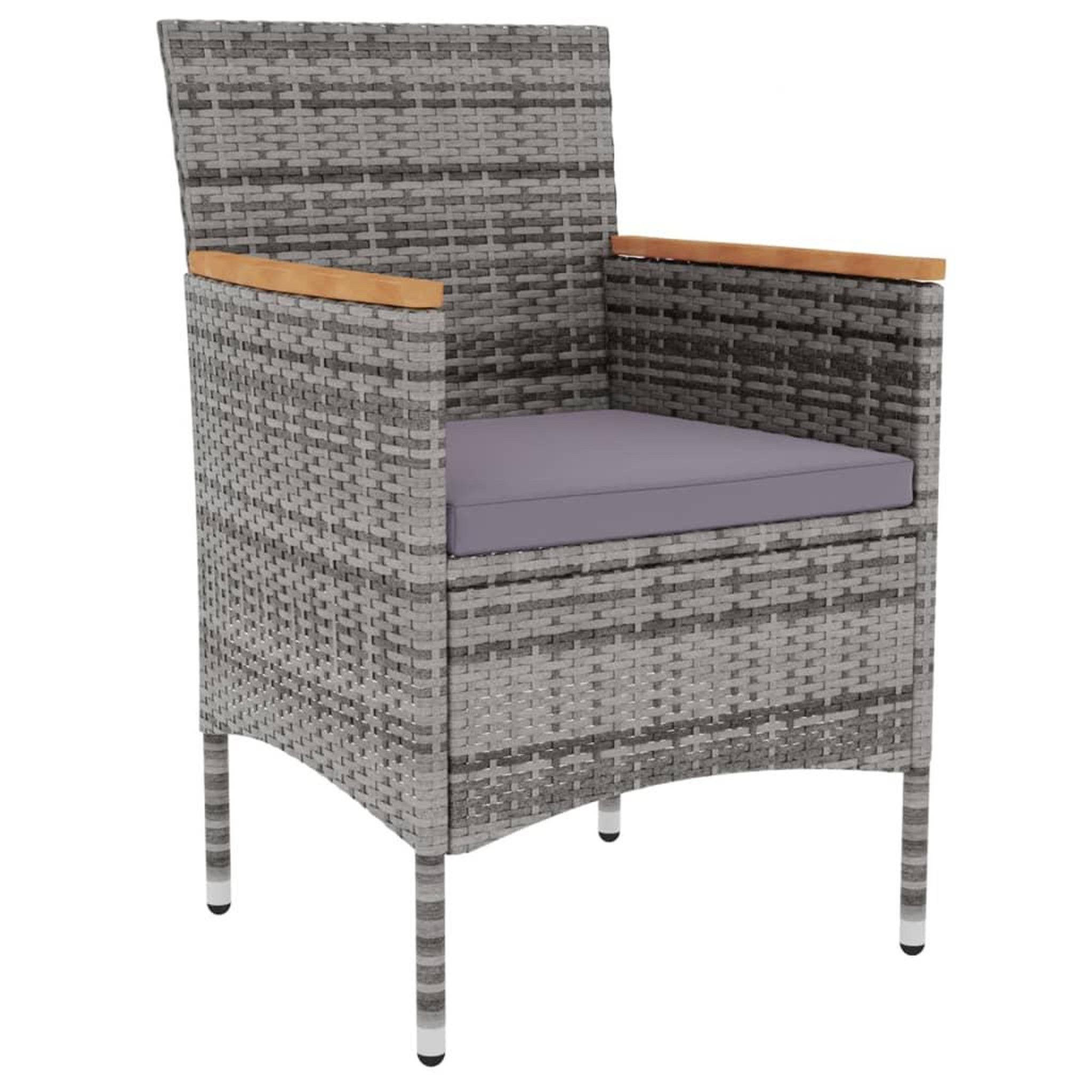 Voir la diapositive 3 : VIDAXL Ensemble a manger de jardin 3 pcs Resine tressee Gris