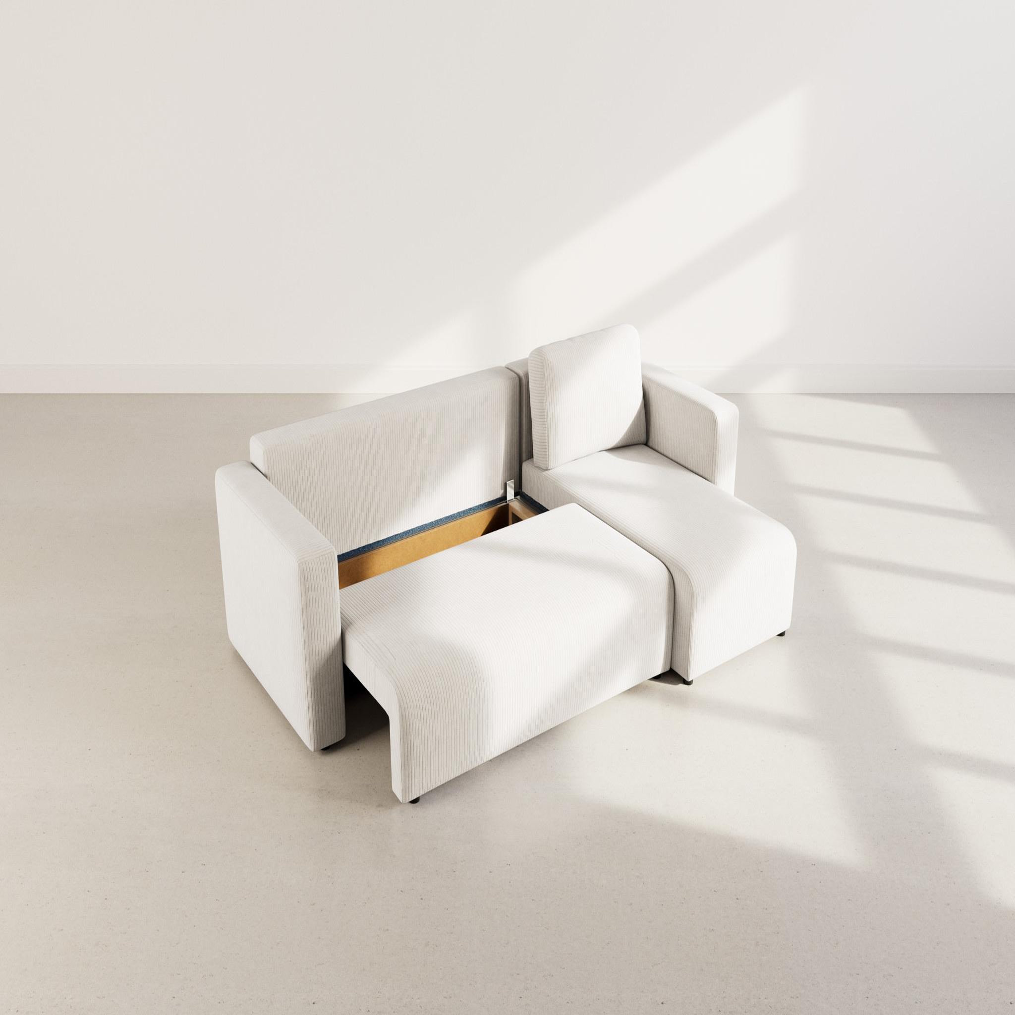 Voir la diapositive 3 : BEST MOBILIER Canopy - canapé d'angle réversible 4 places convertible avec coffre en velours côtelé