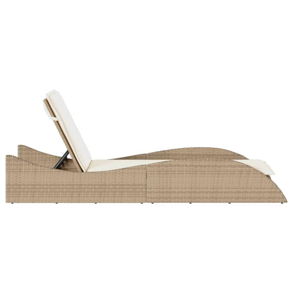 VIDAXL Chaise longue avec coussin beige 60x205x73 cm resine tressee