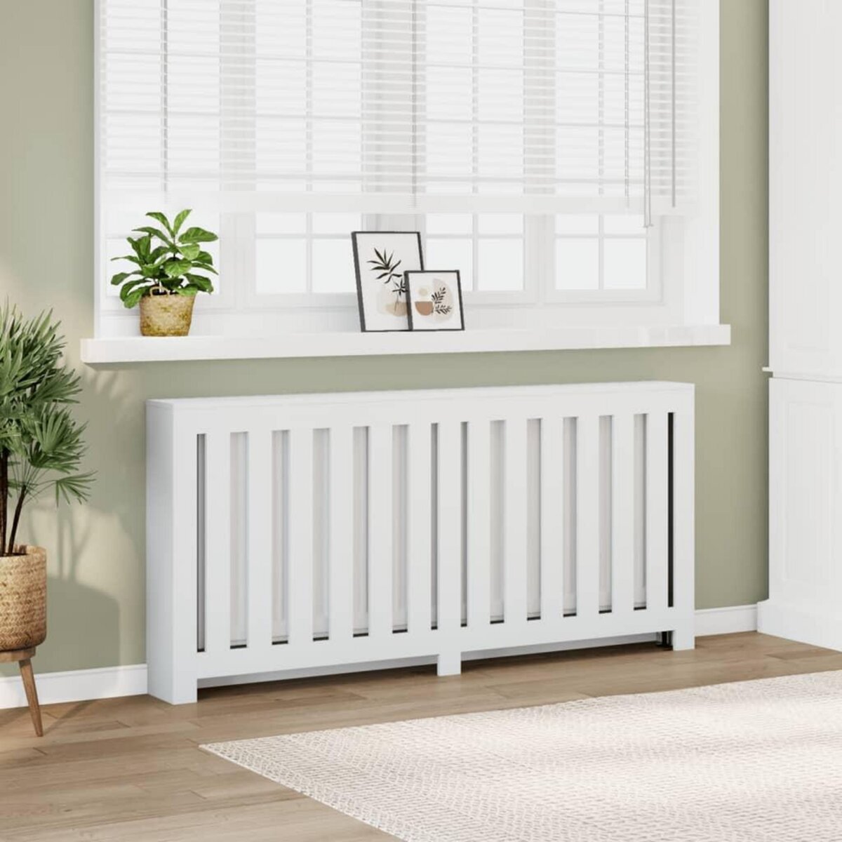 VIDAXL Cache-radiateur blanc 175x20x82 cm bois d'ingenierie