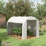 Voir la diapositive 2 : OUTSUNNY Serre de jardin tunnel 6 m² acier galvanisé renforcé dia. 1,9 cm bâche PE haute densité blanc