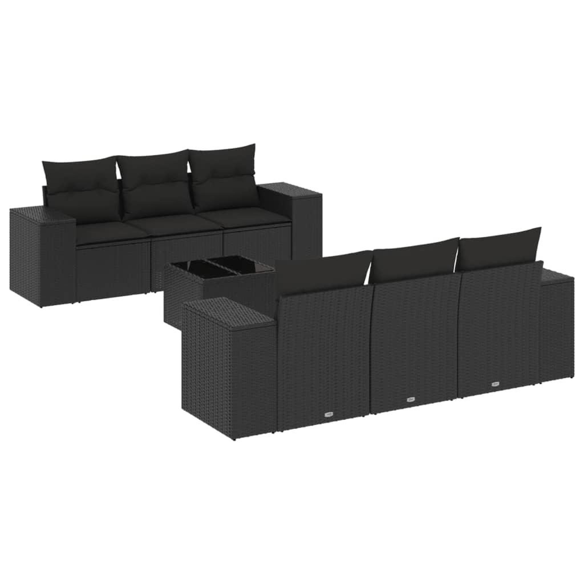 Voir la diapositive 2 : VIDAXL Salon de jardin 7 pcs avec coussins noir resine tressee