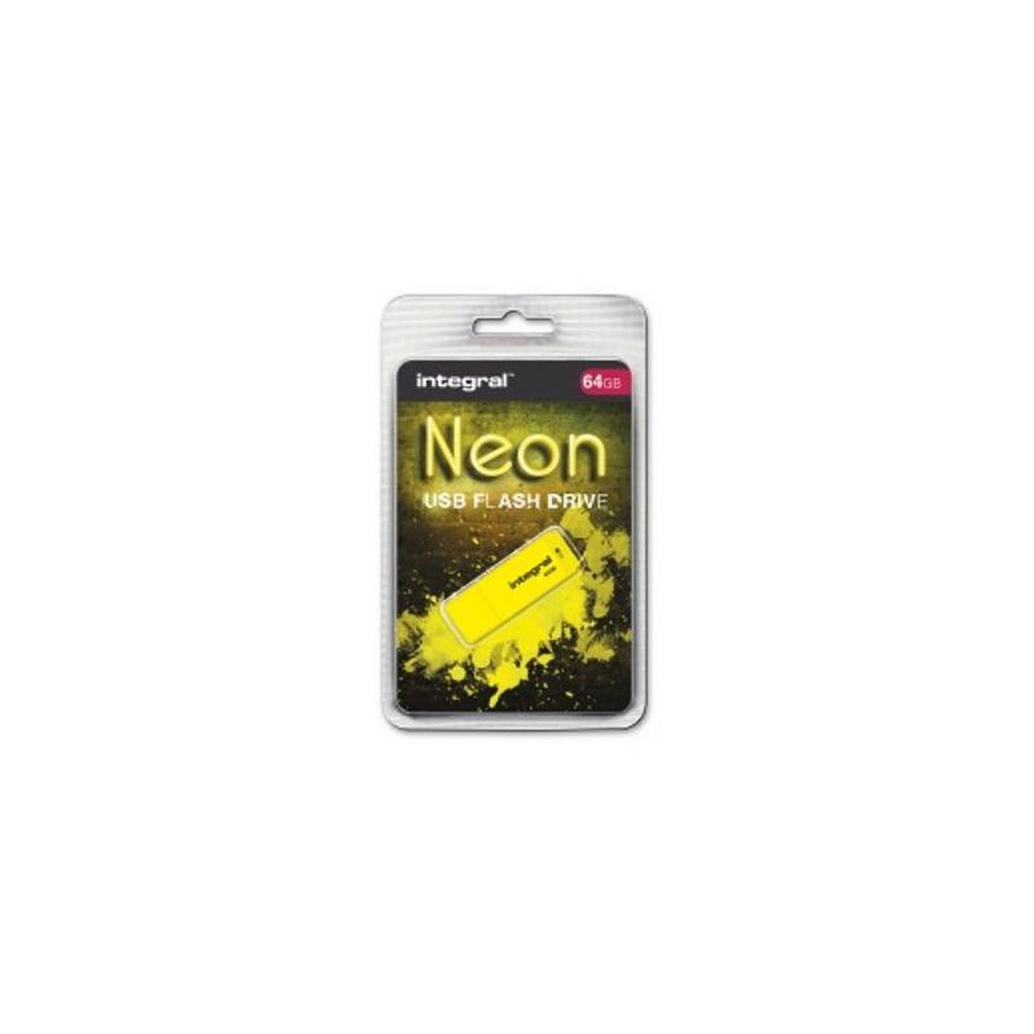 Voir la diapositive 2 : Integral Clé USB INTEGRAL NEON JAUNE 64 GO