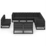 Voir la diapositive 2 : VIDAXL Salon de jardin 11 pcs avec coussins Noir Bois de pin massif