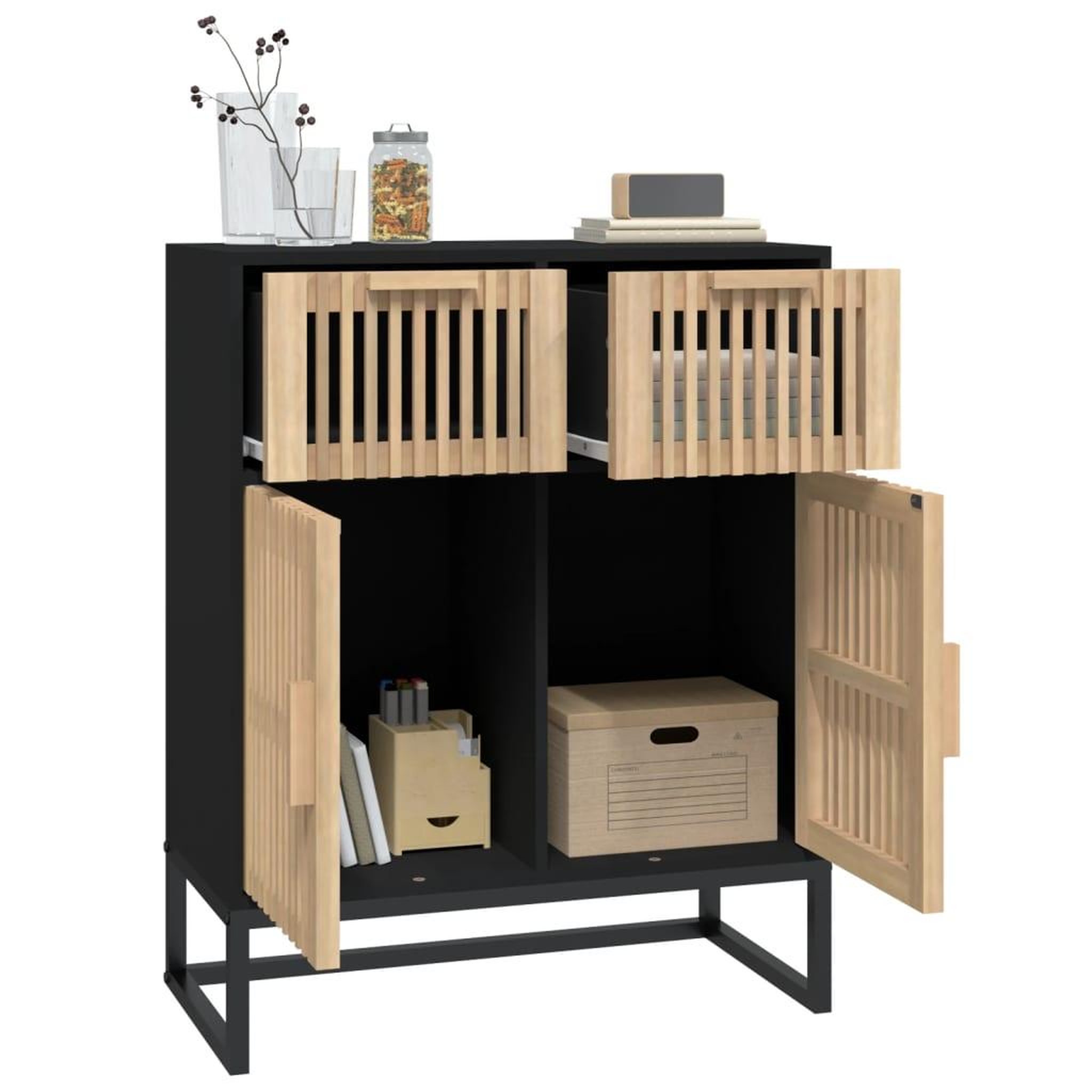 Voir la diapositive 4 : VIDAXL Buffet noir 60x30x75 cm bois d'ingenierie