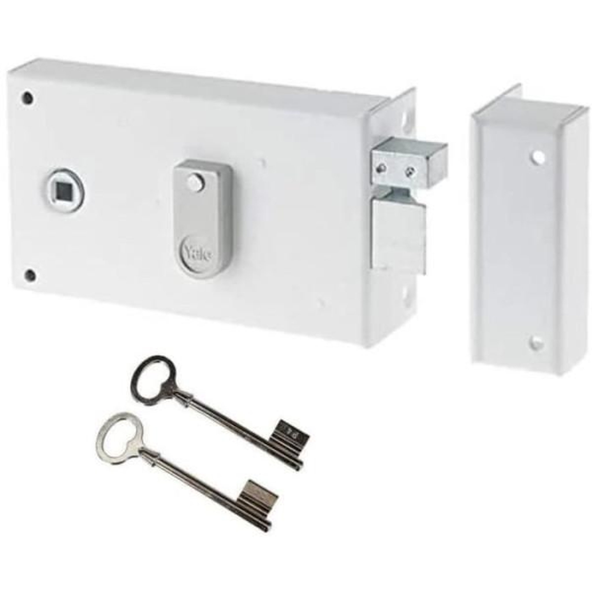 YALE Serrure en applique horizontale a fouillot - YALE - YAH37D - Blanc - 2 clés fournies - Version Droite