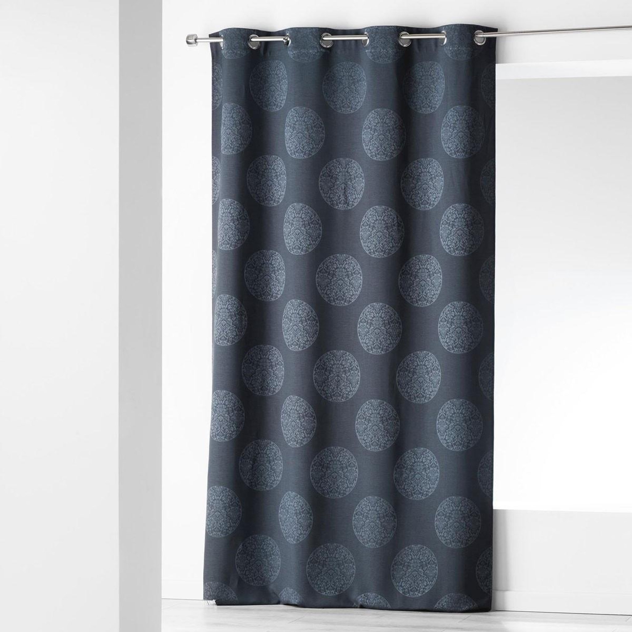 Douceur d'Intérieur Rideau à oeillets jacquard  orkys  140x260cm navy