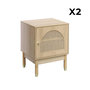 Voir la diapositive 4 : SWEEEK Lot de 2 tables de chevet bohème bois et cannage naturel 1 porte 45 x 40 x 60 cm - Judith