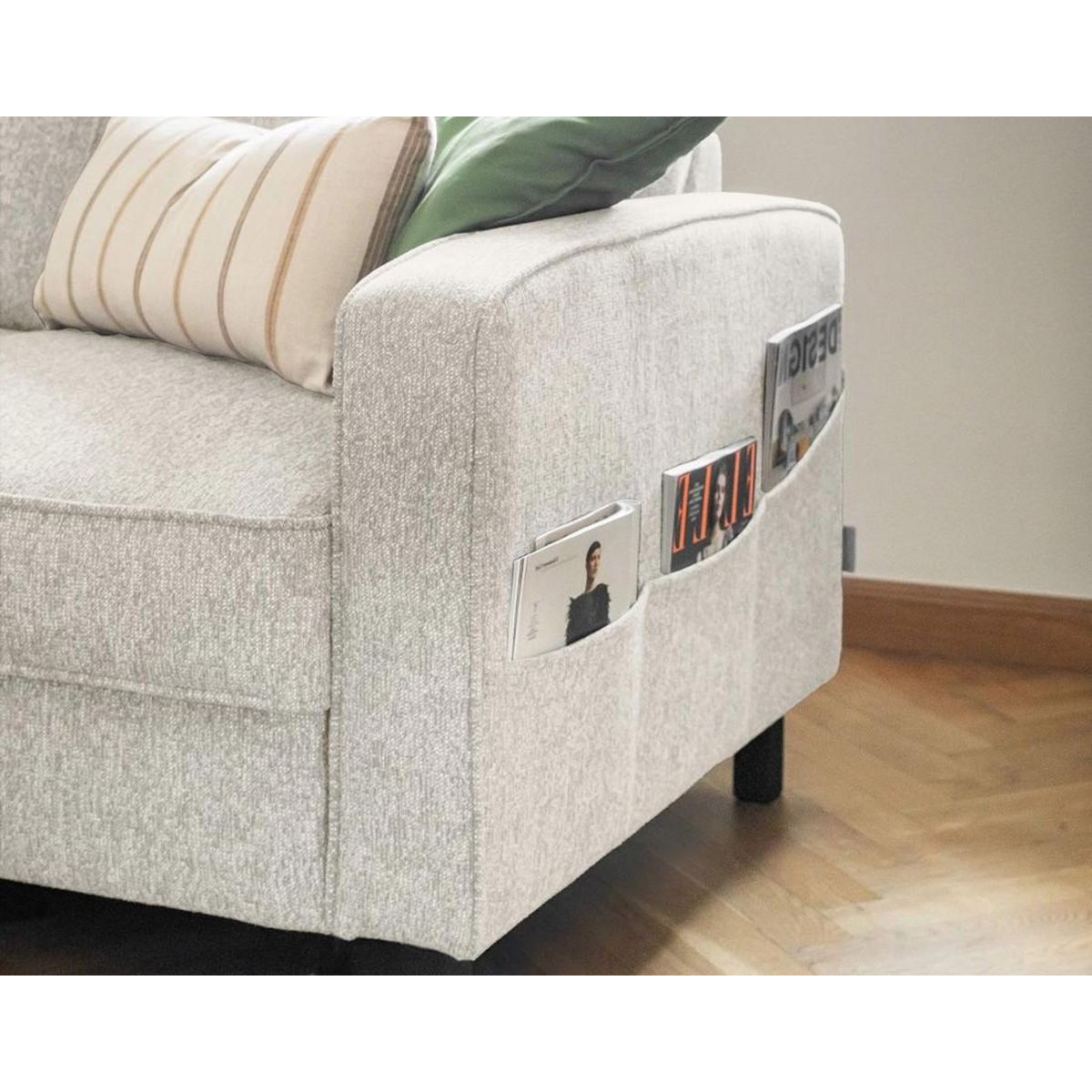 BEST MOBILIER Molly - canapé d'angle gauche 4 places convertible avec coffre en tissu