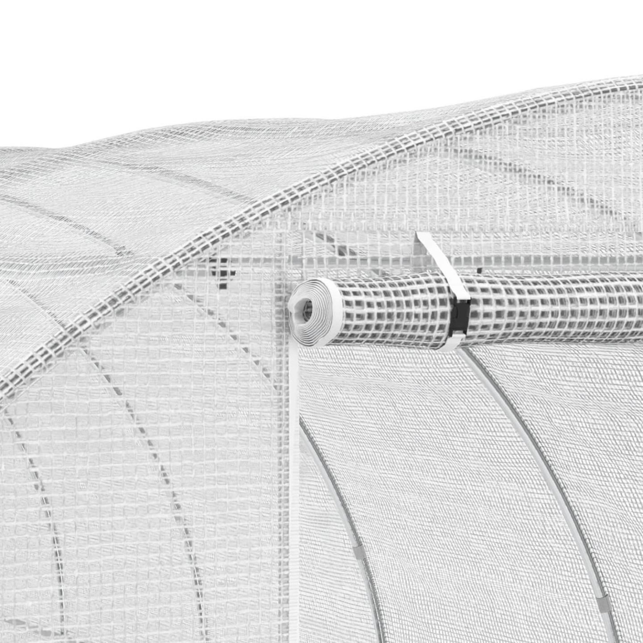 Voir la diapositive 5 : ID MARKET Bâche de rechange pour serre de jardin tunnel 18m² 6 x 3 x 2 m anti-uv avec porte et fenêtres crimée blanche