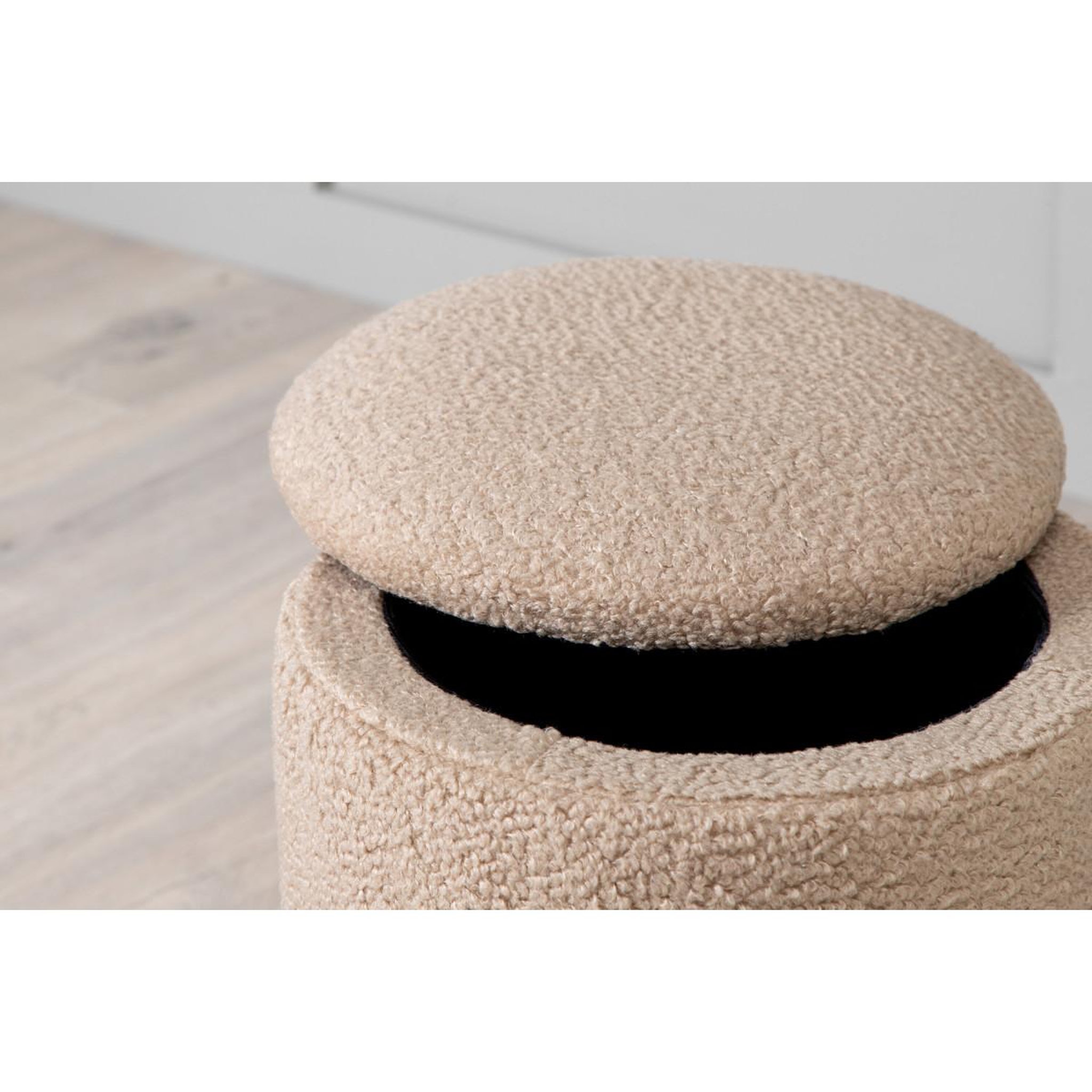 Voir la diapositive 6 : Paris Prix Pouf coffre tissu bouclette  limpen  40cm beige