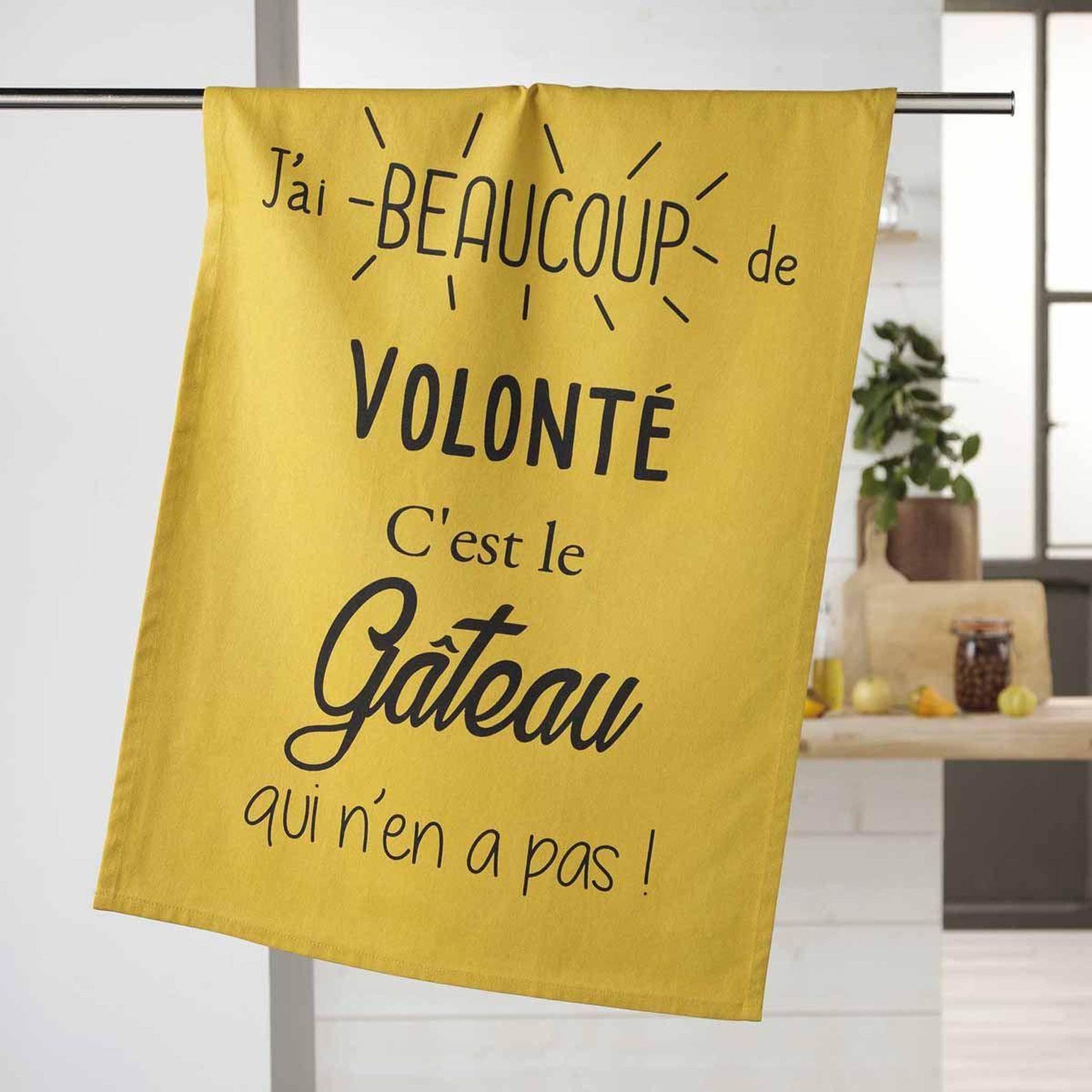 Voir la diapositive 2 : Douceur d'Intérieur Torchon de cuisine  gourmandise  50x70cm jaune