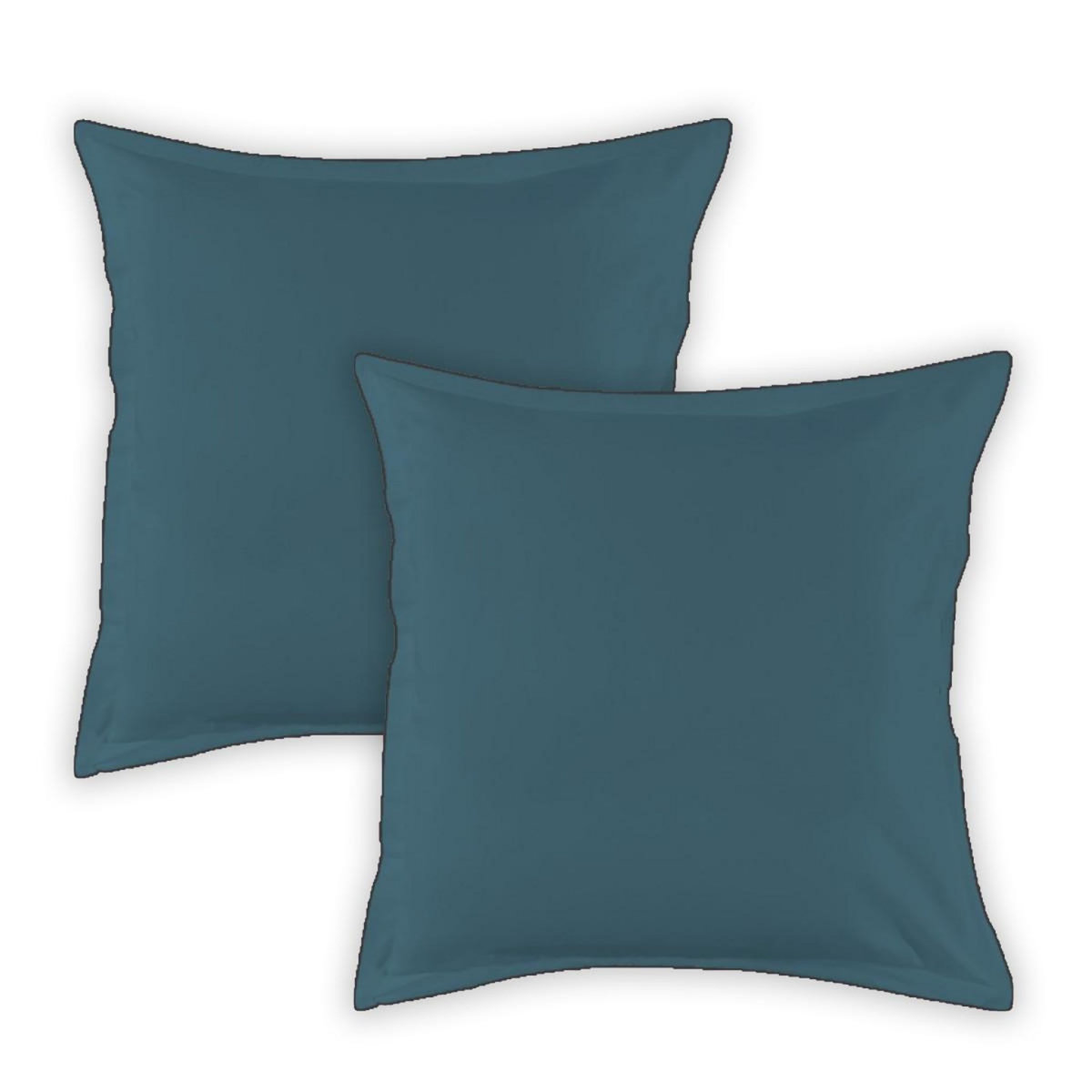 FUTURE HOME Lot de 2 taies d'oreiller unies en coton finition bourdon