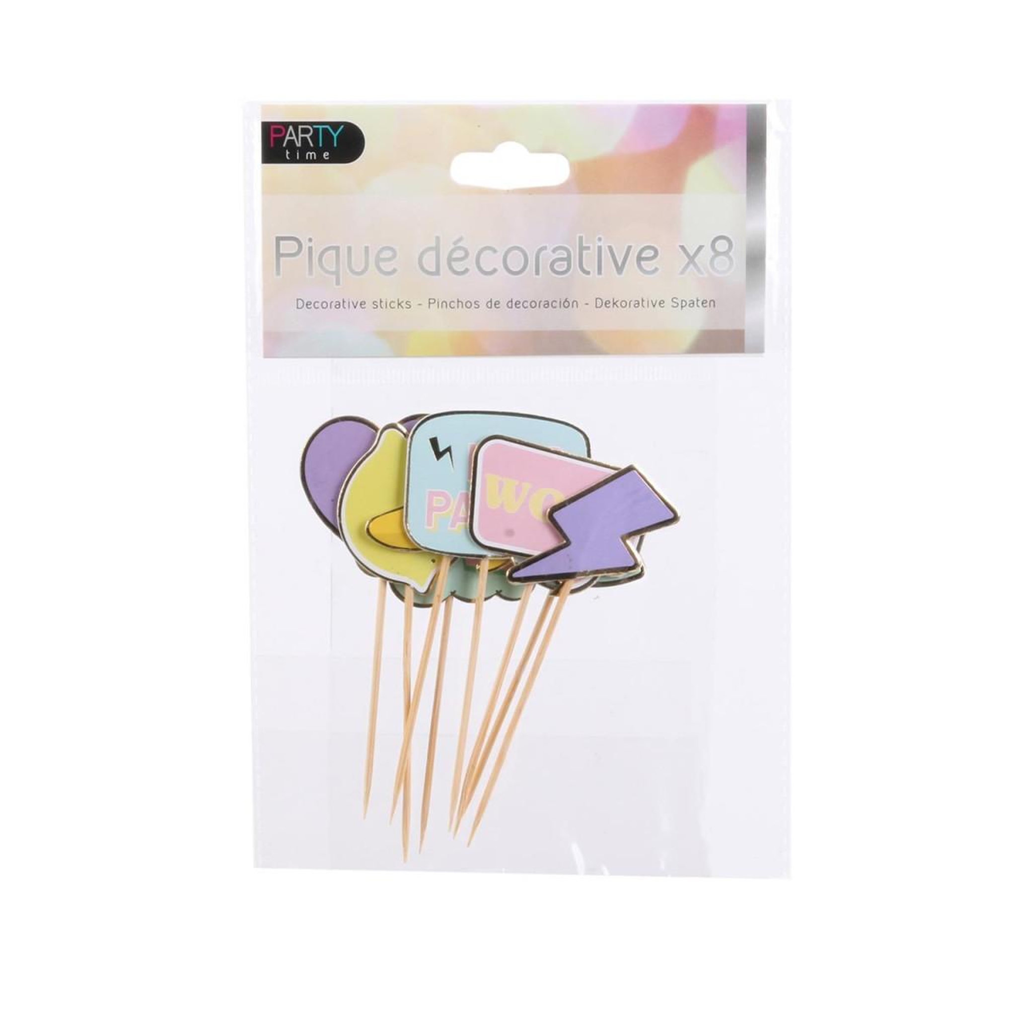 Voir la diapositive 2 : COOK CONCEPT Lot de 8 Piques Décoratifs  Party  11cm Multicolore
