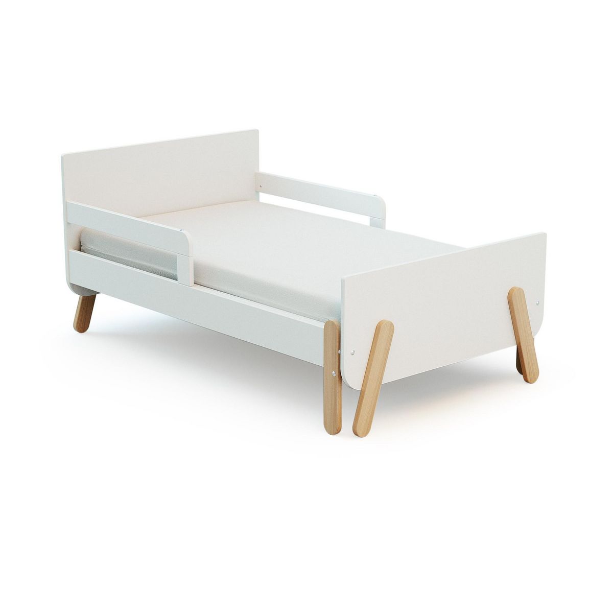 WEBABY Lit enfant extensible en bois 80x140-165-190 PIRATE - Blanc