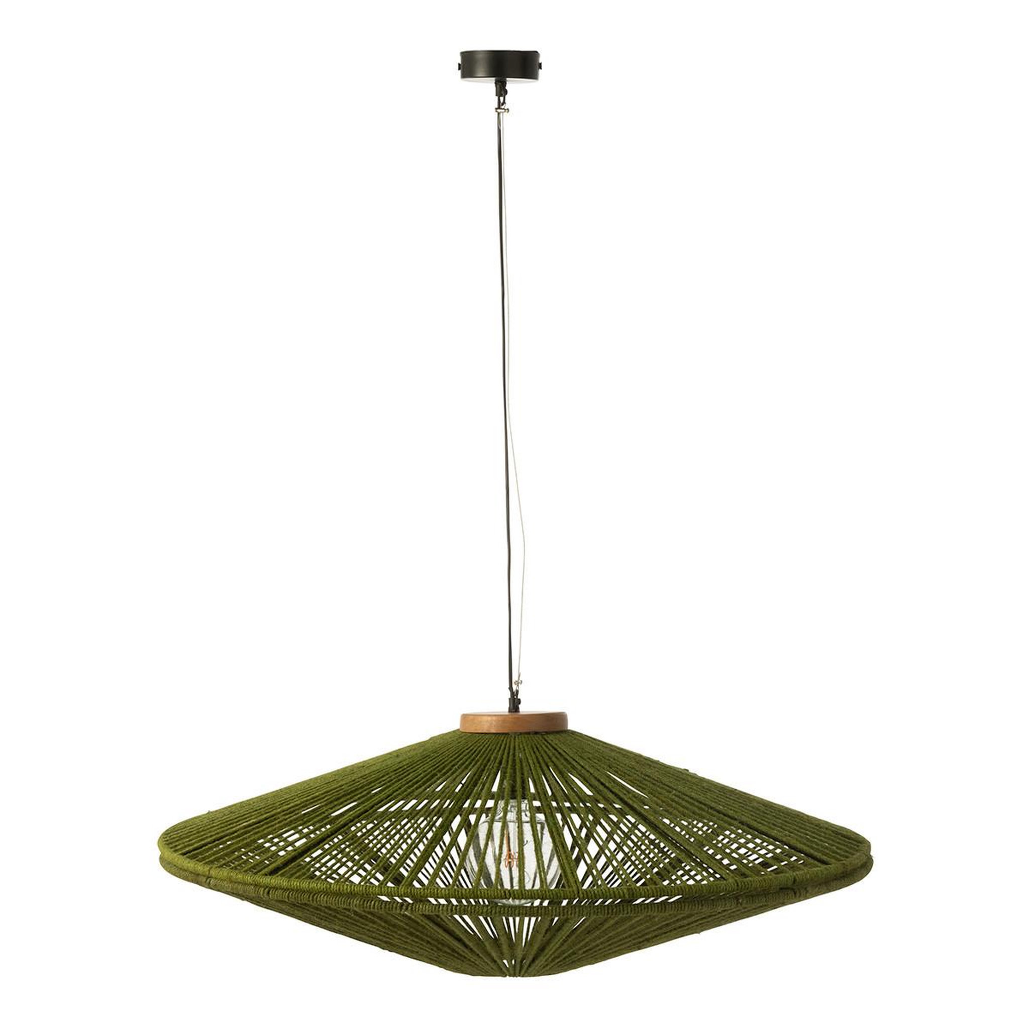 J-LINE Lampe Suspension en Jute  Dollie  93cm Vert