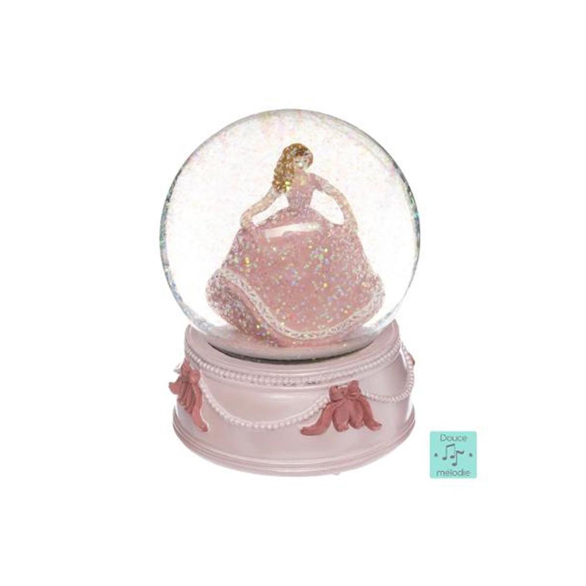 Atmosphera Kids Boule à neige musicale  princesse  14cm rose