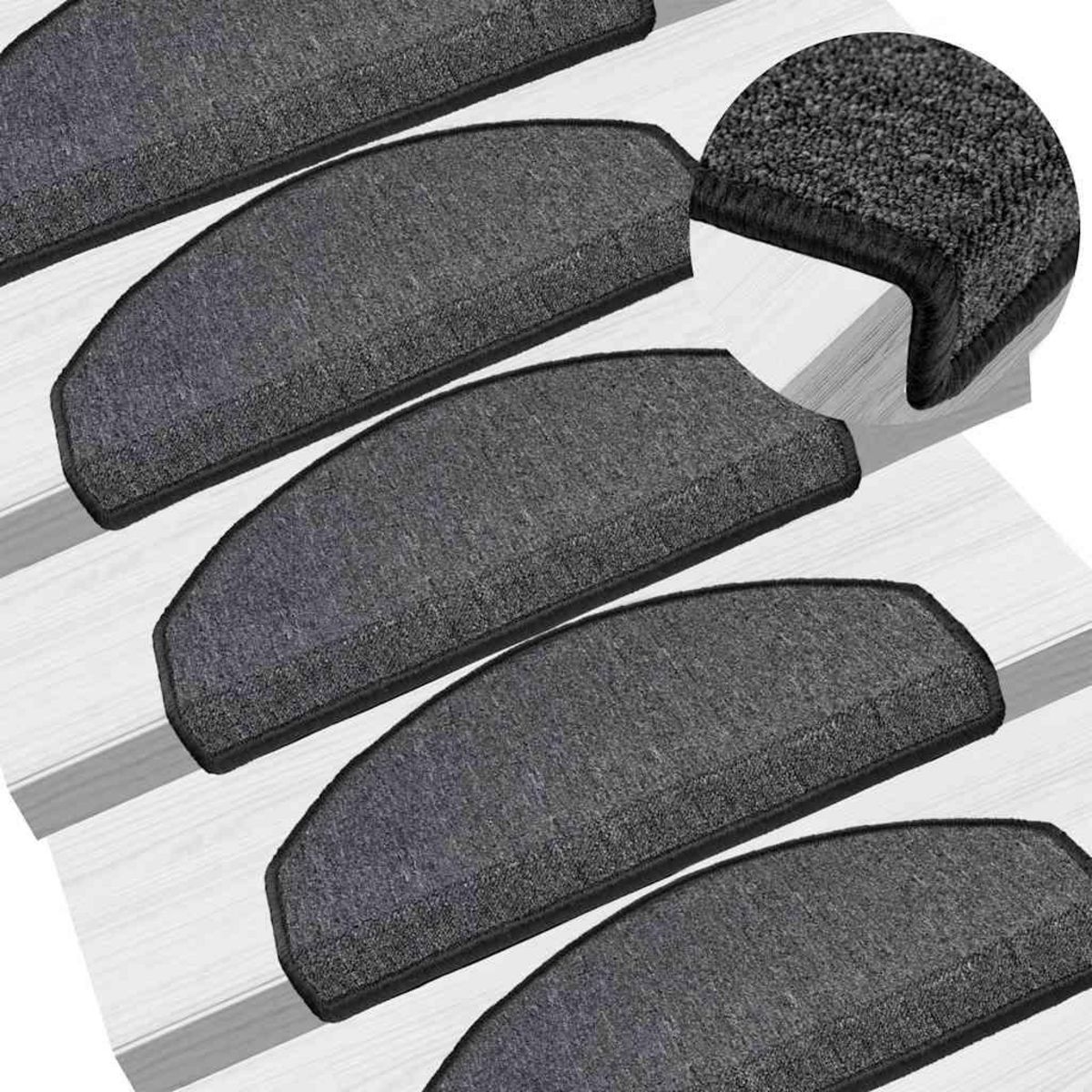 VIDAXL Tapis d'escalier 20 pcs anthracite 65x24x4 cm