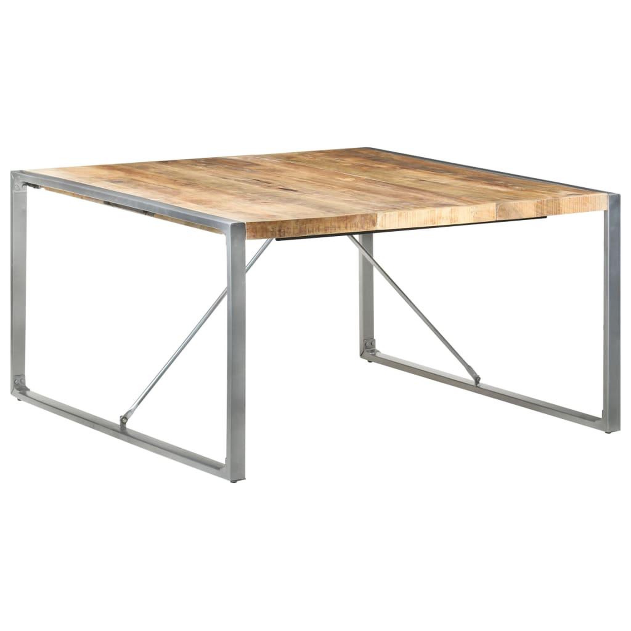 Voir la diapositive 1 : VIDAXL Table a manger 140x140x75 cm Bois de manguier brut