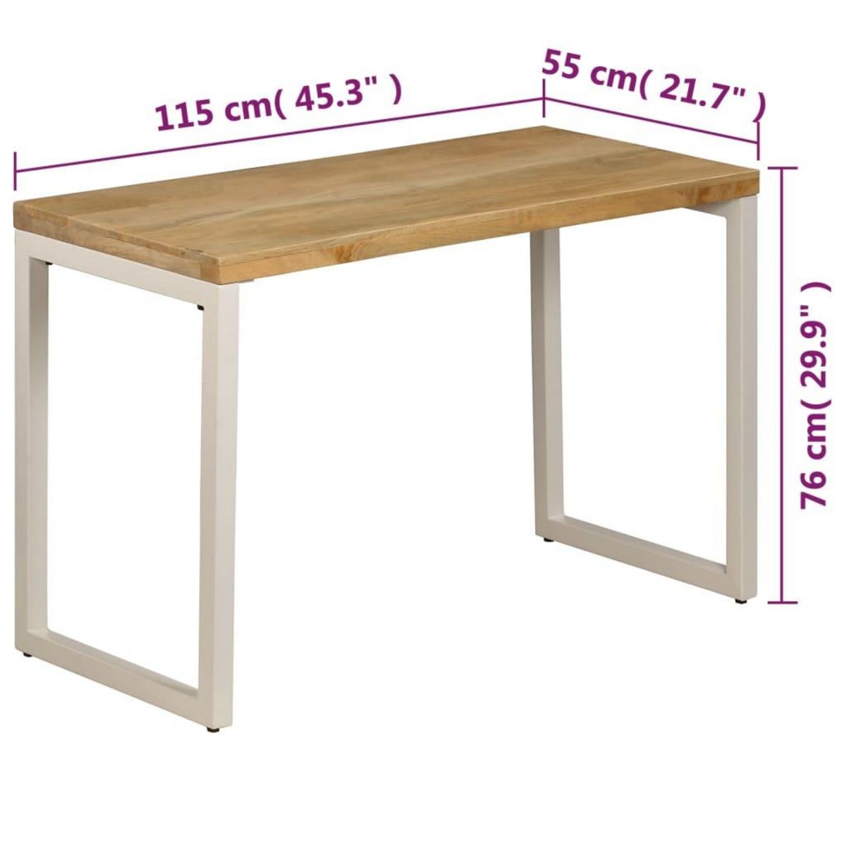 VIDAXL Table a manger 115x55x76 cm Bois de manguier massif et acier