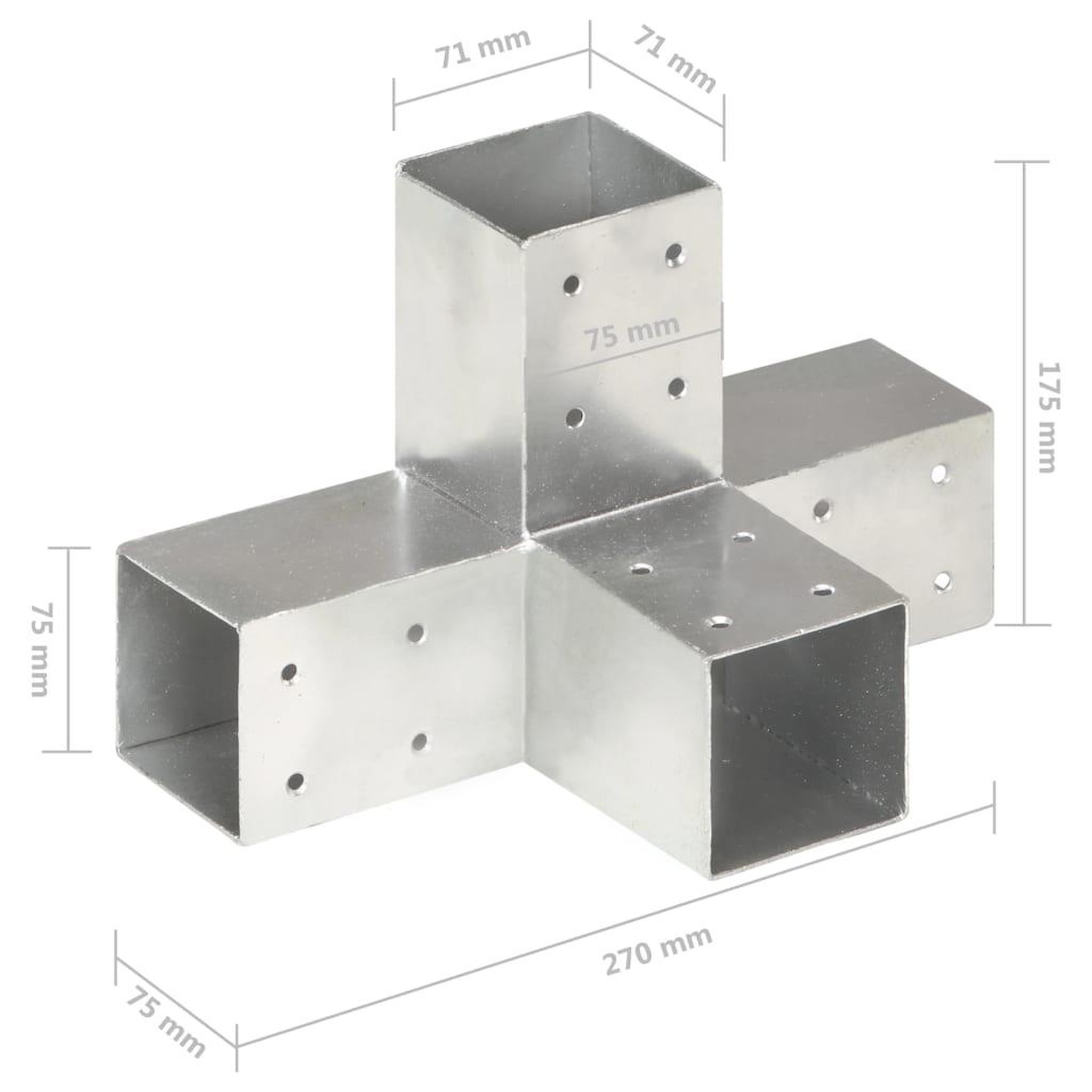 Voir la diapositive 6 : VIDAXL Connecteur de poteau Forme en X Metal galvanise 71x71 mm