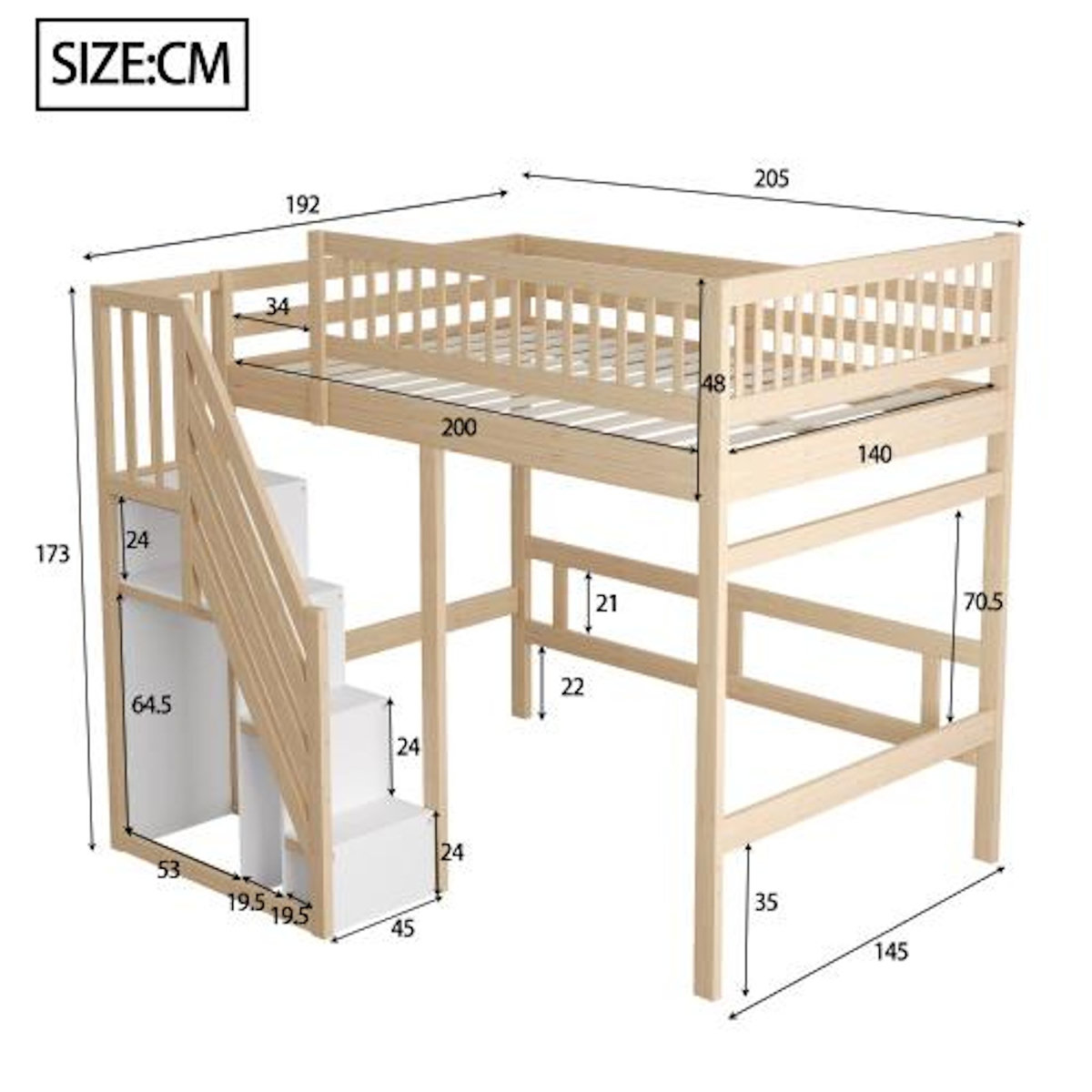 MERAX Lit mezzanine enfant
