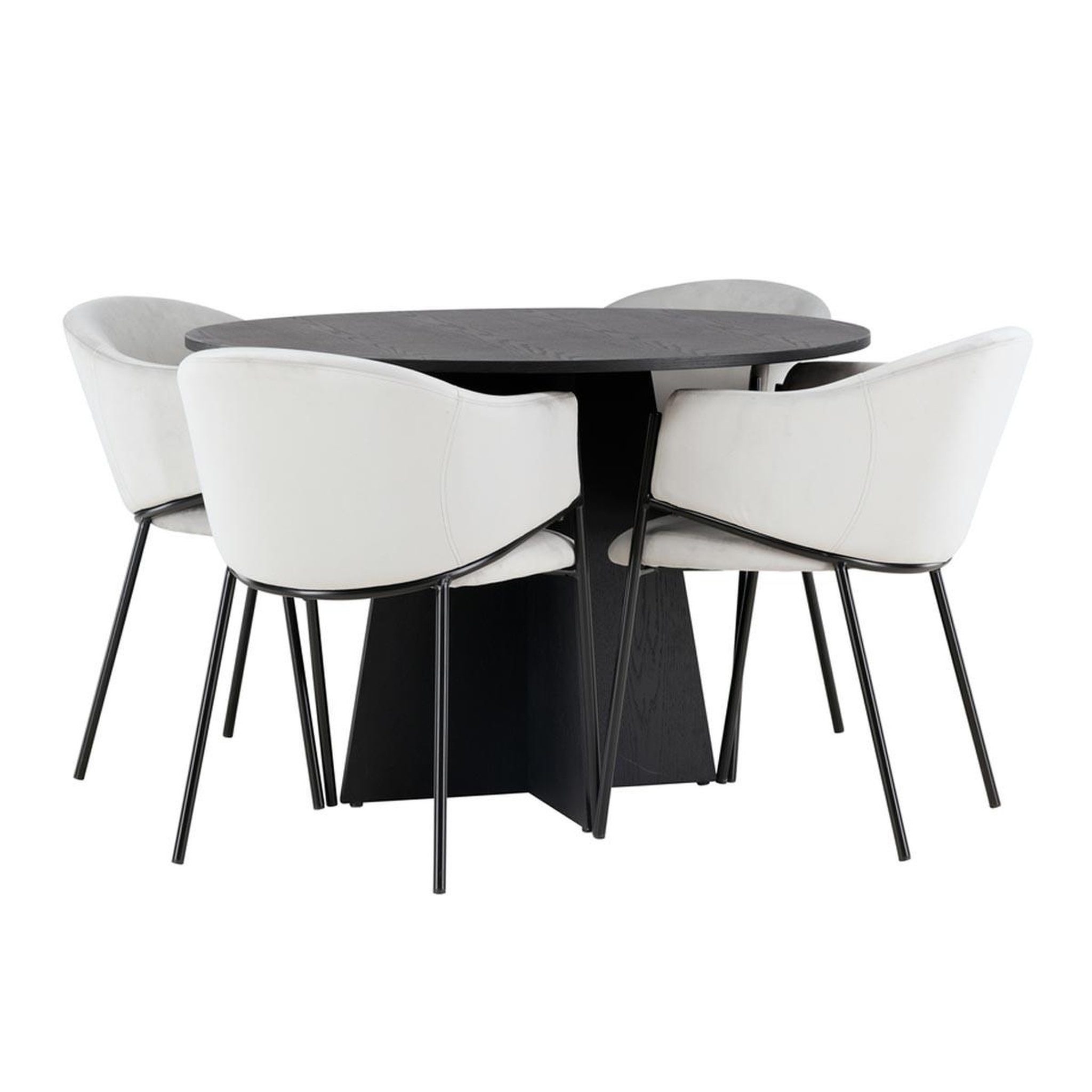 Paris Prix Ensemble table à manger & 4 chaises  bootcut & evelina  110cm noir & gris