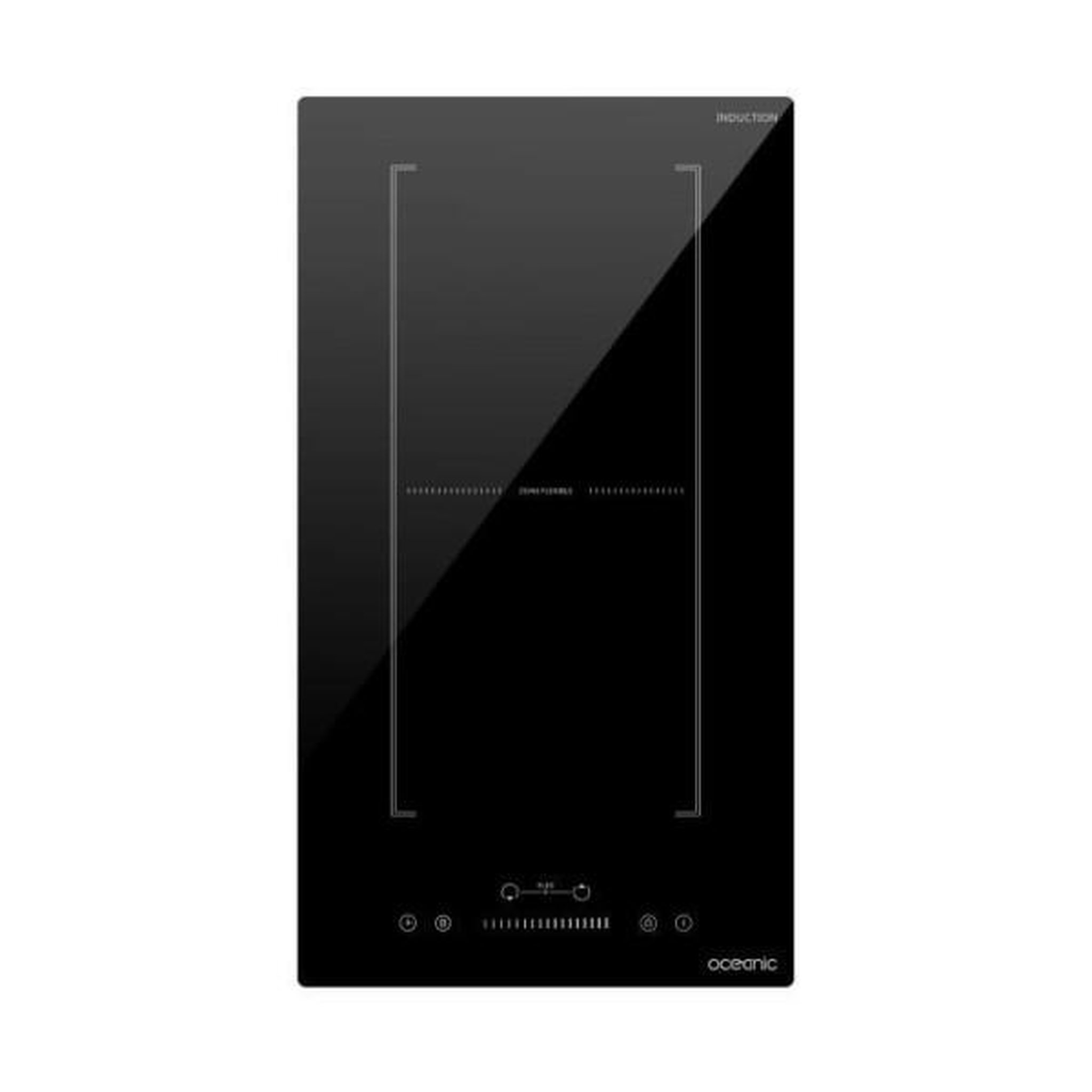 OCEANIC Domino induction encastrable - OCEANIC - OCEATI2Z2BF - 2 foyers avec zone flexible- 3600 W - Noir
