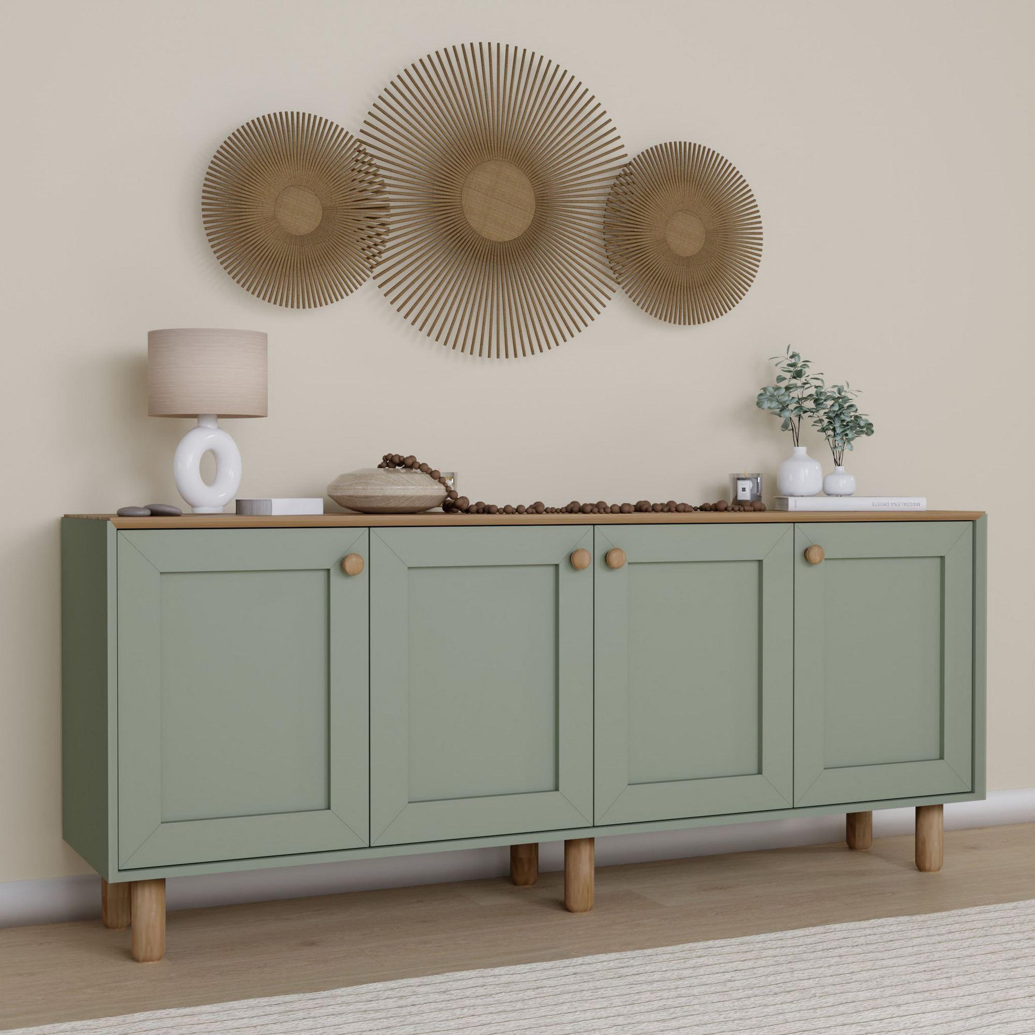Voir la diapositive 2 : Habitat et Jardin Buffet en bois  Bohem  - 180 x 40 x 75 cm - Vert