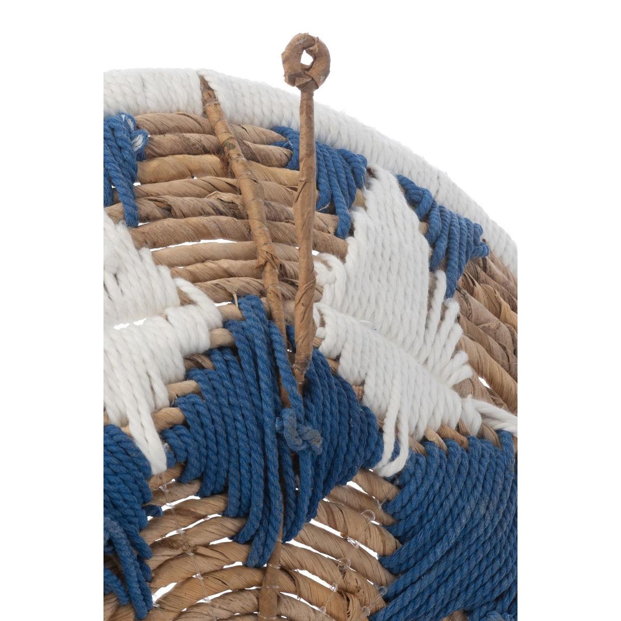 Voir la diapositive 2 : J-LINE Lot de 3 déco murales  branche bananier  76cm bleu foncé