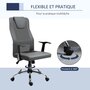 HOMCOM HOMCOM Fauteuil de bureau manager grand confort - dossier ergonomique à bascule - têtière - hauteur assise réglable - nylon revêtement synthétique gris