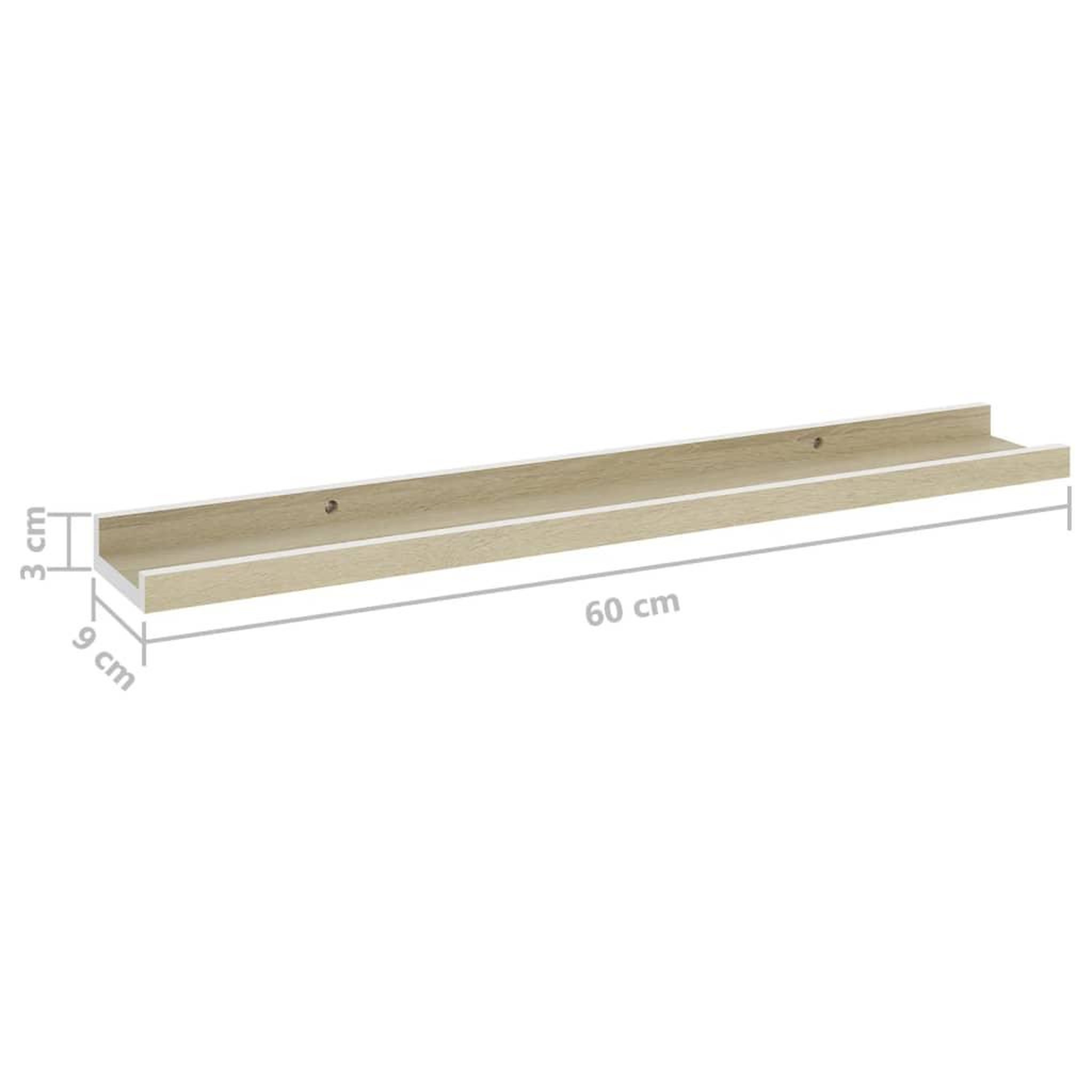 Voir la diapositive 6 : VIDAXL Etageres murales 2 pcs blanc et chene sonoma 60x9x3 cm