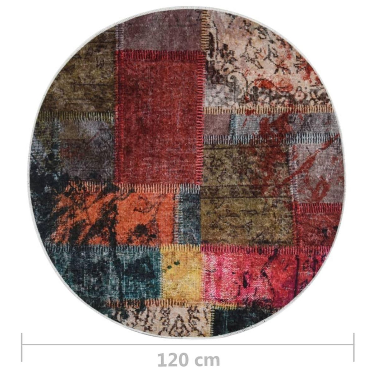 VIDAXL Tapis lavable antiderapant Patchwork φ120 cm multicolore