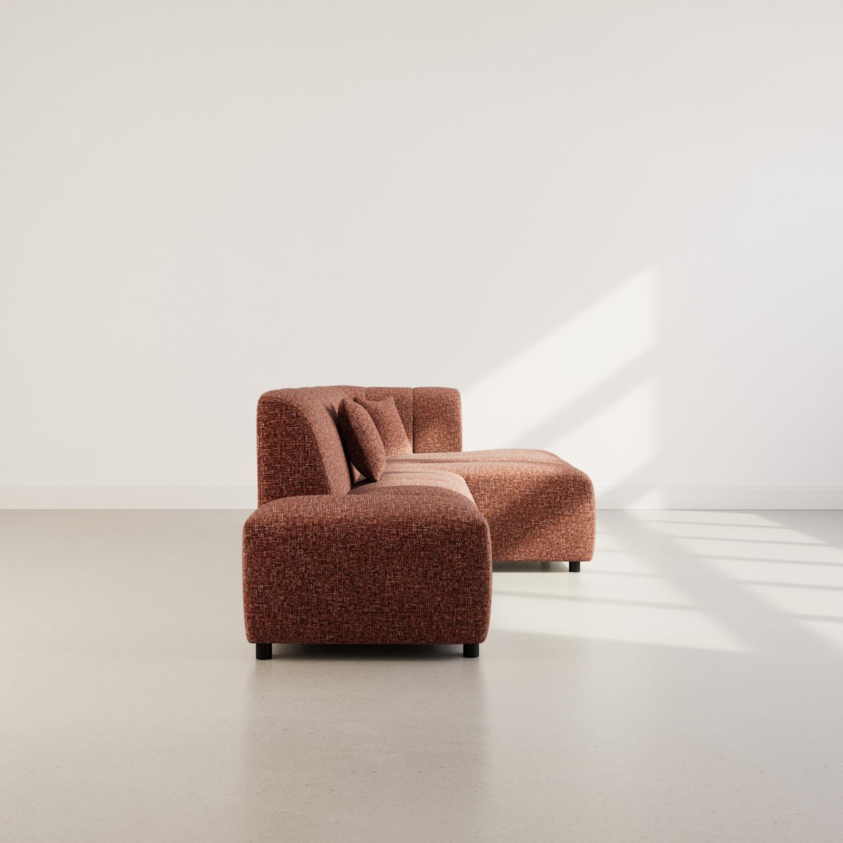 LISA DESIGN Curtis - canapé d'angle droit 4 places sans accoudoir en tissu texturé