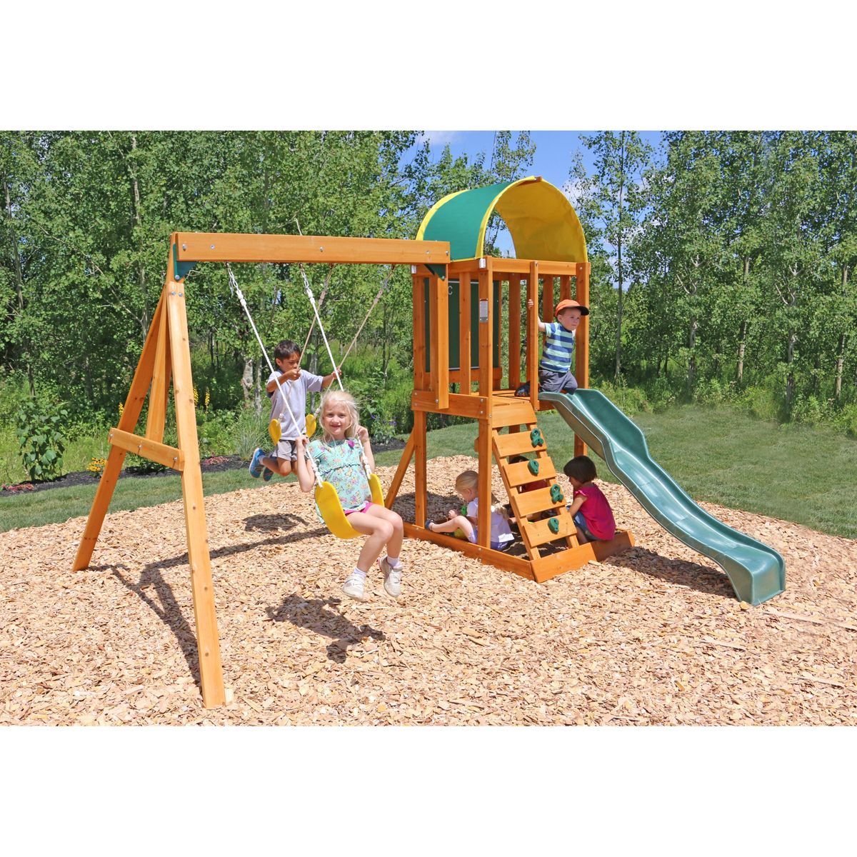 Kidkraft Aire de jeux avec toboggan - Bois - H2,41m - AINSLEY 