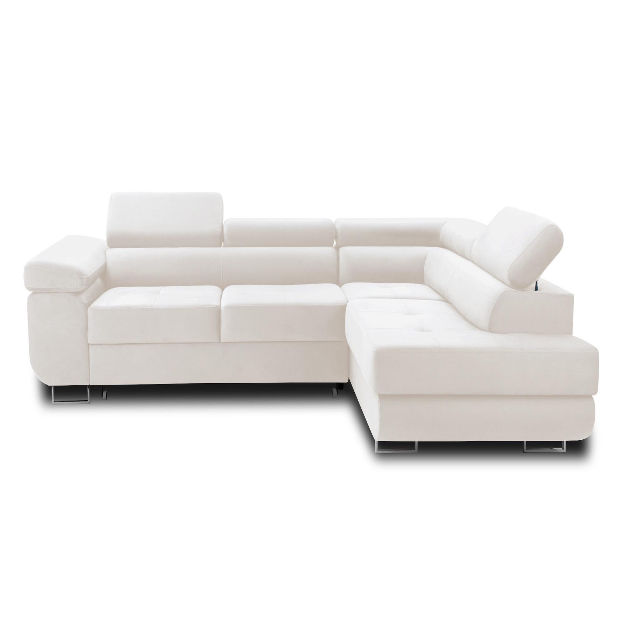 Voir la diapositive 1 : BEST MOBILIER Pablo - canapé d'angle droit - 5 places - convertible avec coffre et têtières réglables - en velours