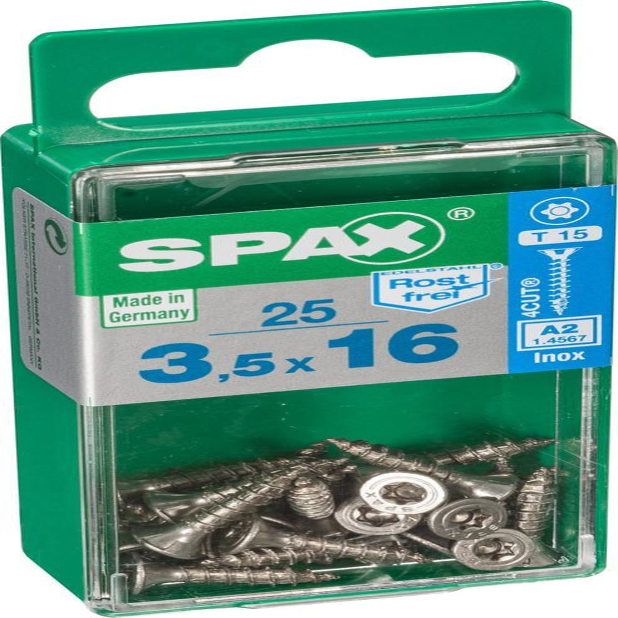 CENTRALE BRICO Lot de 25 vis inox tête fraisée torx SPAX, Diam.3.5 mm x L.16 mm