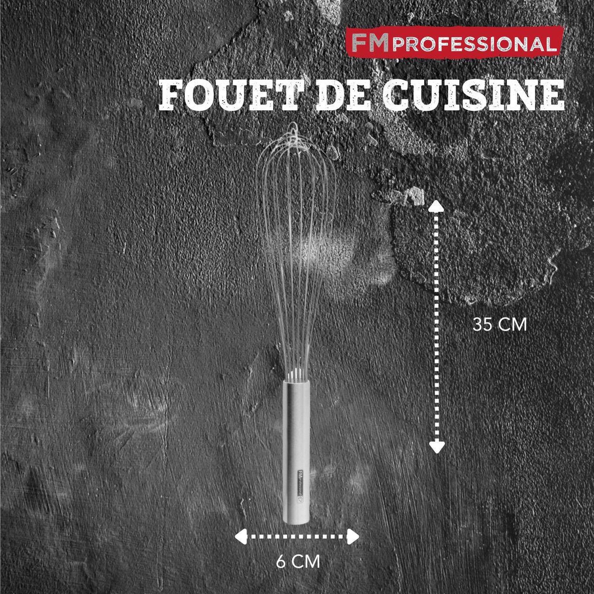 Voir la diapositive 3 : FM PROFESSIONAL Fouet de cuisine et pâtisserie en inox 35 cm fm professional