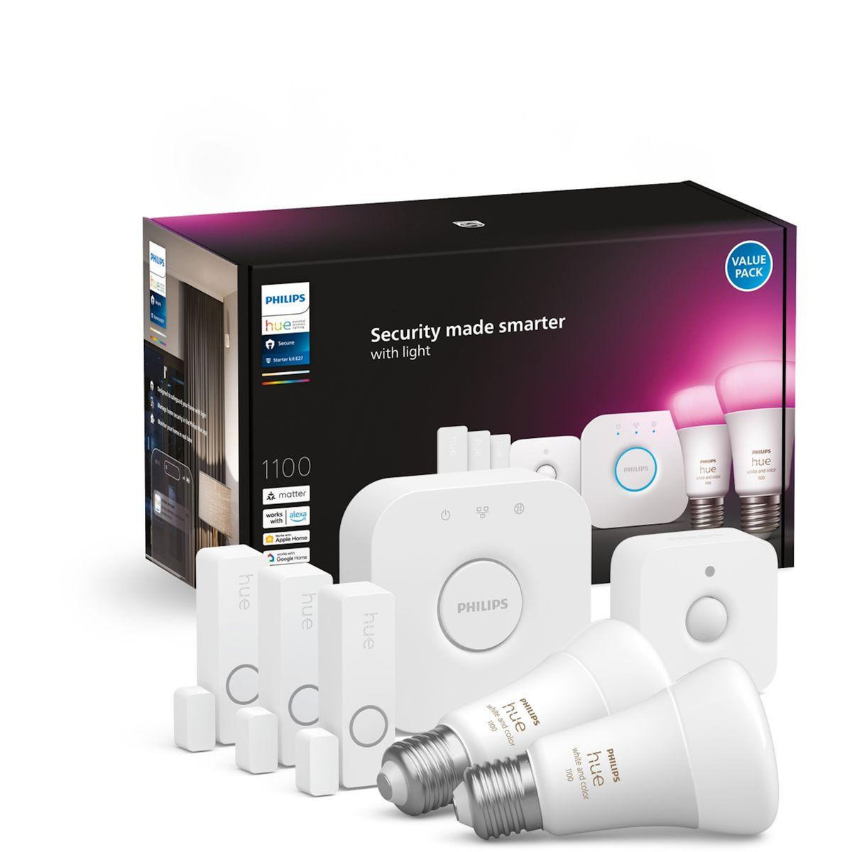 Philips Alarme maison Hue Secure WCA détecteur et ampoules E27