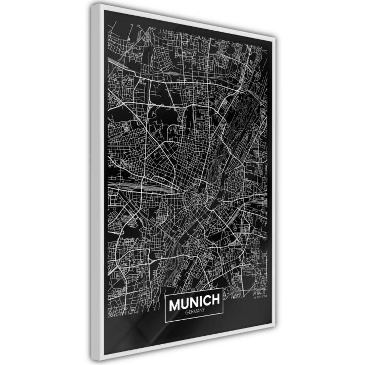 Paris Prix Affiche Murale Encadrée  City Map Munich Dark