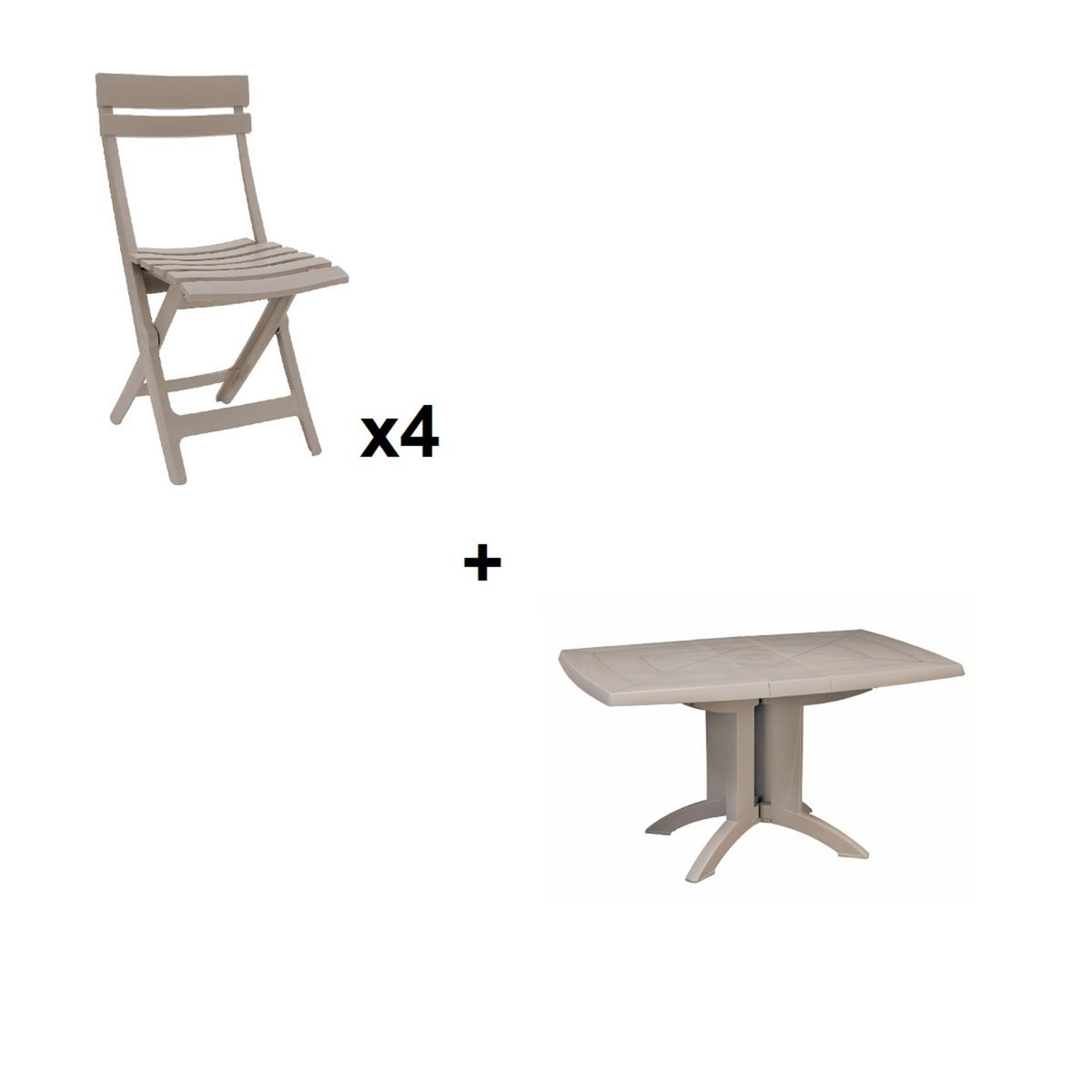 GROSFILLEX Salon de jardin - 4 places - Résine - Beige - VEGA