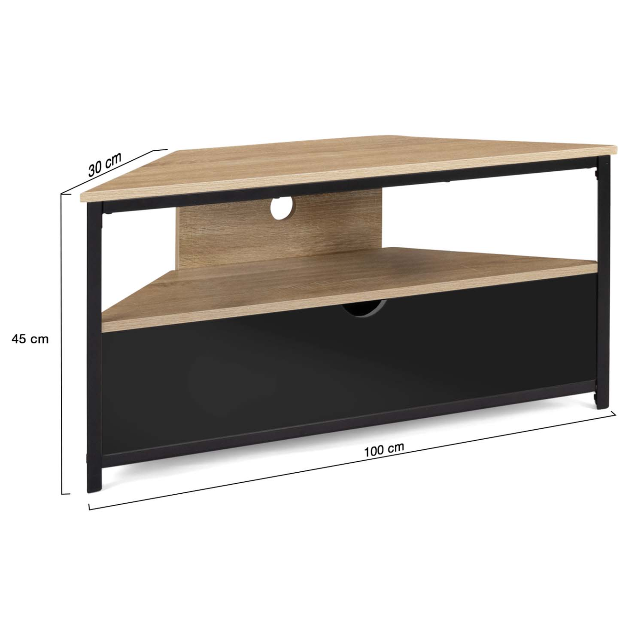 Voir la diapositive 5 : ID MARKET Meuble tv 100 cm d'angle boston avec placard noir design industriel
