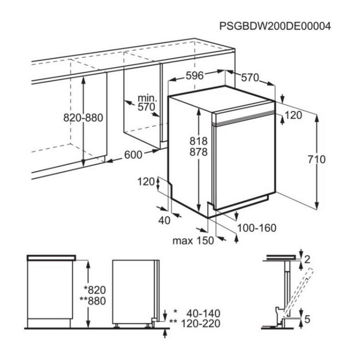 ELECTROLUX Lave-vaisselle 60cm 13c 44db e intégrable avec bandeau noir - KEAC7200IK