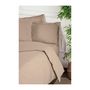 Voir la diapositive 3 : GENERIQUE Parure de lit - 1 housse de couette 220 x 240 cm + 2 taies d'oreiller 60 x 60 cm - 100% coton renforcé - Beige