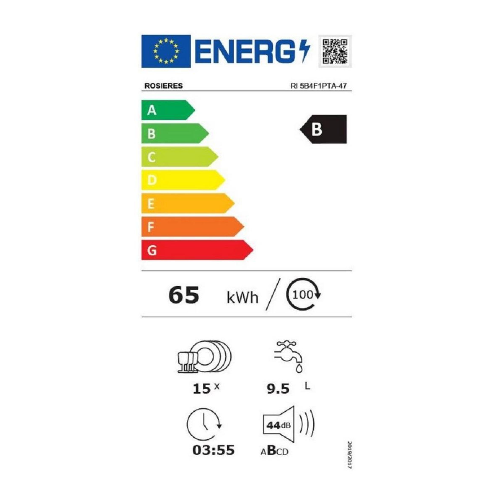 Voir la diapositive 2 : Rosieres Lave-vaisselle 60cm 15 couverts 44db tout intégrable - ri5b4f1pta-47