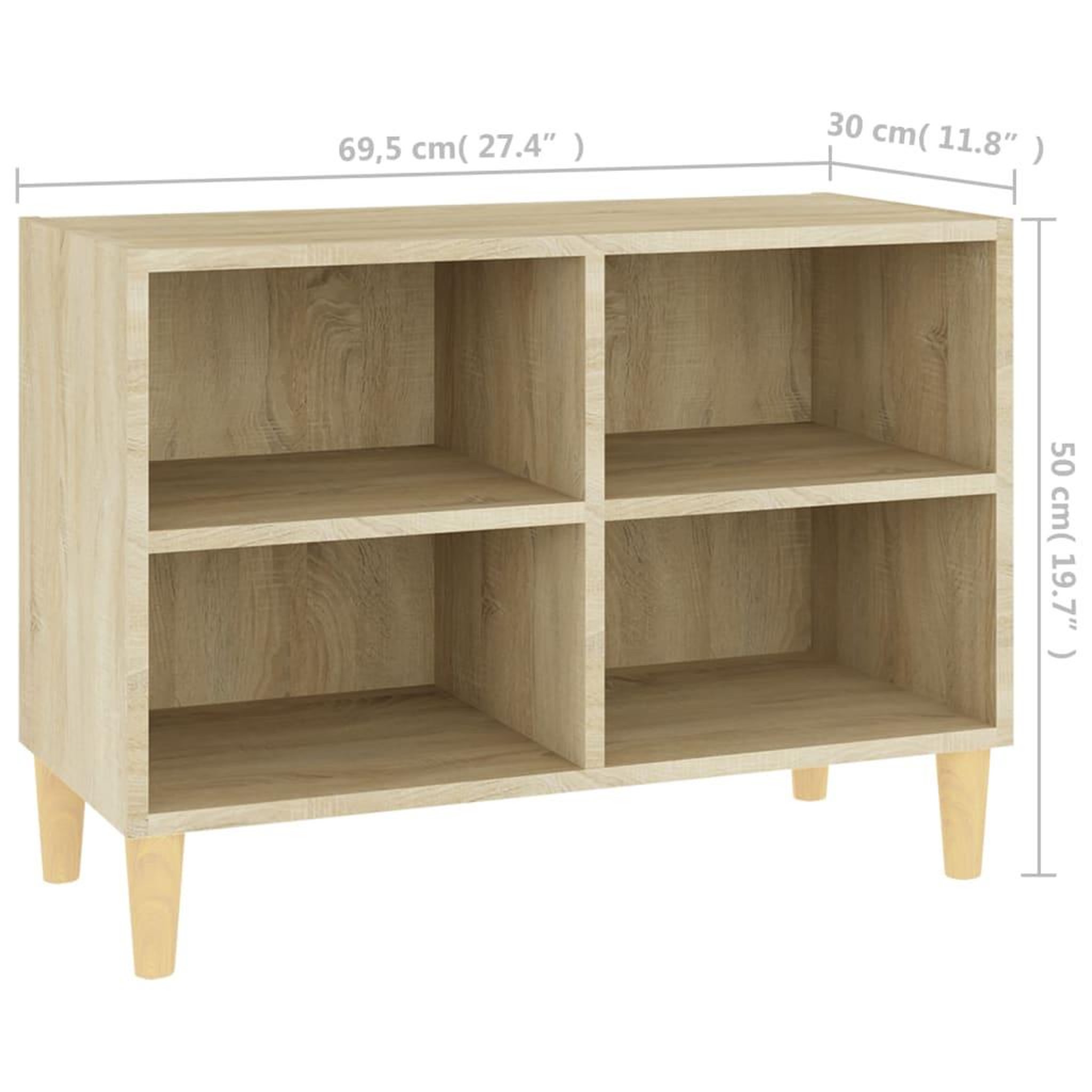 Voir la diapositive 6 : VIDAXL Meuble TV avec pieds en bois massif Chene sonoma 69,5x30x50 cm