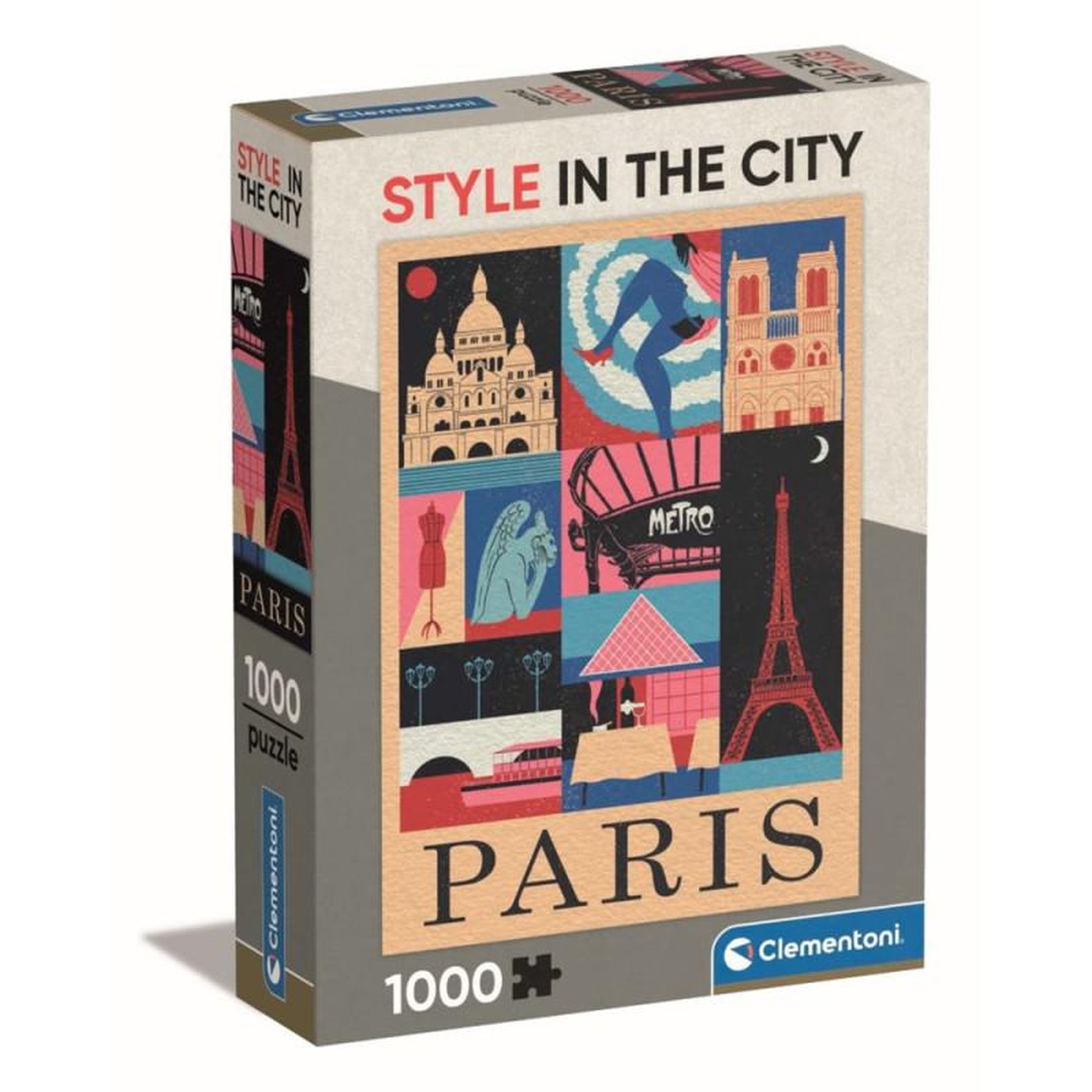 CLEMENTONI Puzzle 1000 pièces Compact Paris – Style in the City – Adulte – Clementoni
