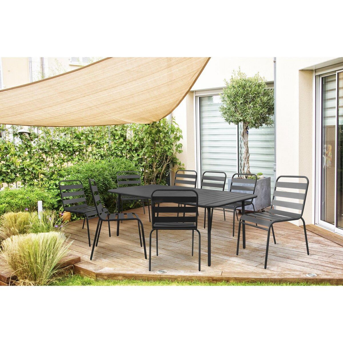 Habitat et Jardin Salon de jardin en métal  Bilbao  - 8 places - Gris