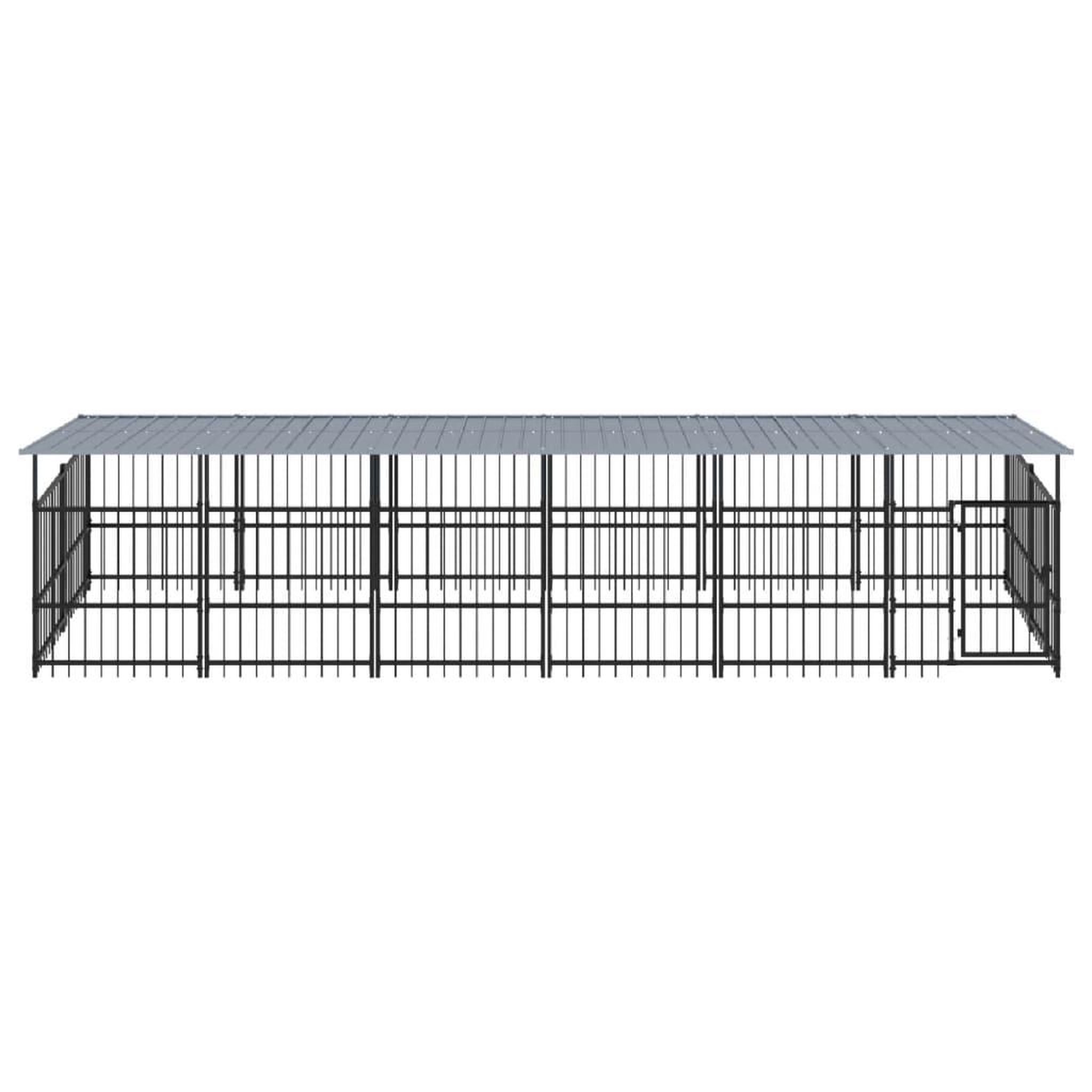 Voir la diapositive 3 : VIDAXL Chenil d'exterieur avec toit pour chiens Acier 11,26 m²